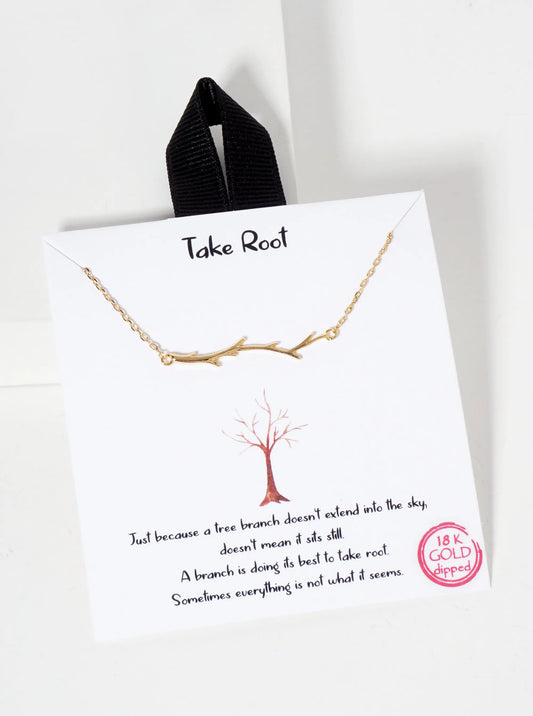 Nature-Theme Tree Branch Pendant 18K-Gold-Dipped Necklace