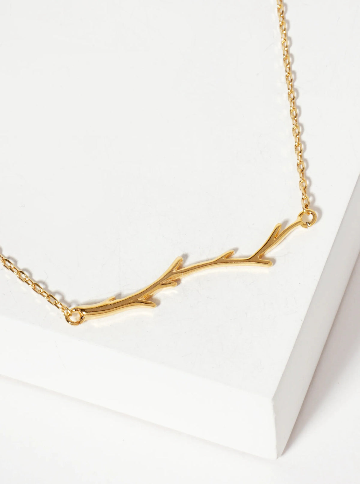 Nature-Theme Tree Branch Pendant 18K-Gold-Dipped Necklace