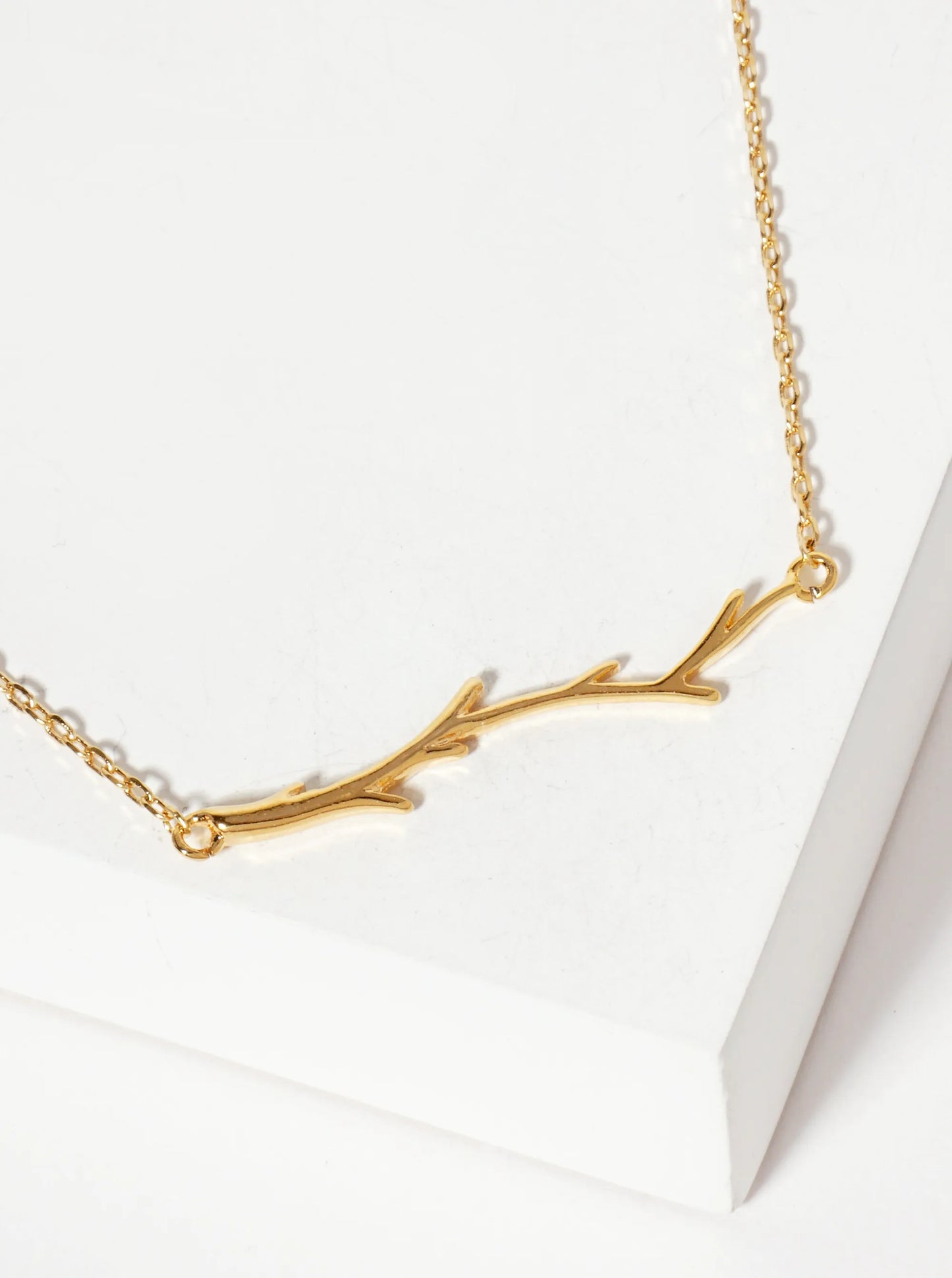 Nature-Theme Tree Branch Pendant 18K-Gold-Dipped Necklace