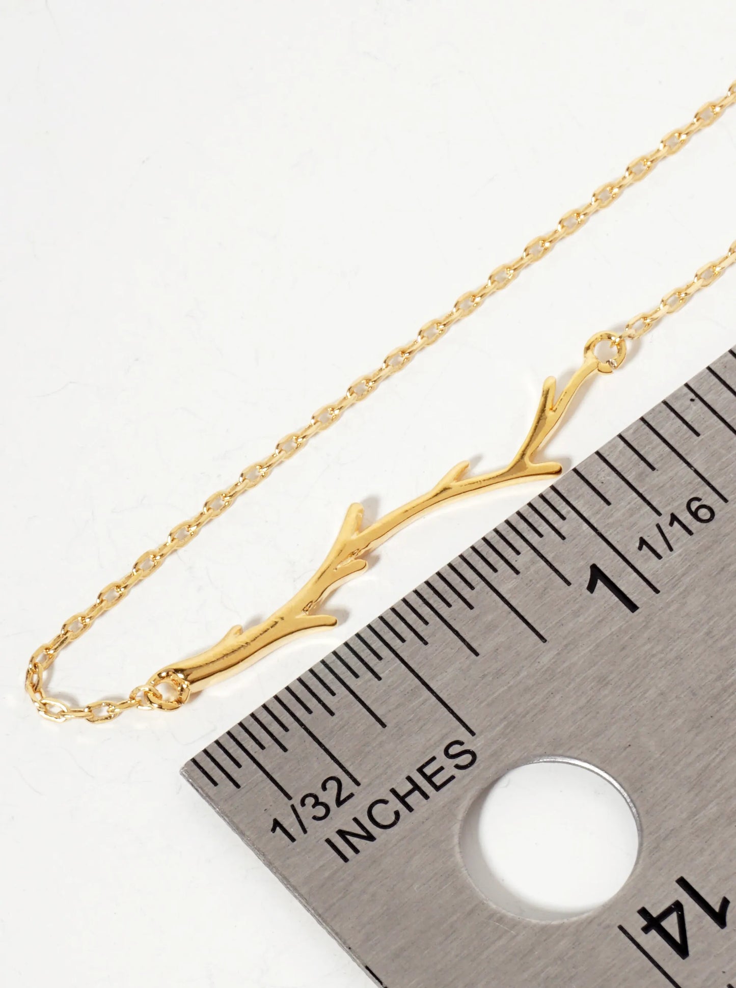 Nature-Theme Tree Branch Pendant 18K-Gold-Dipped Necklace