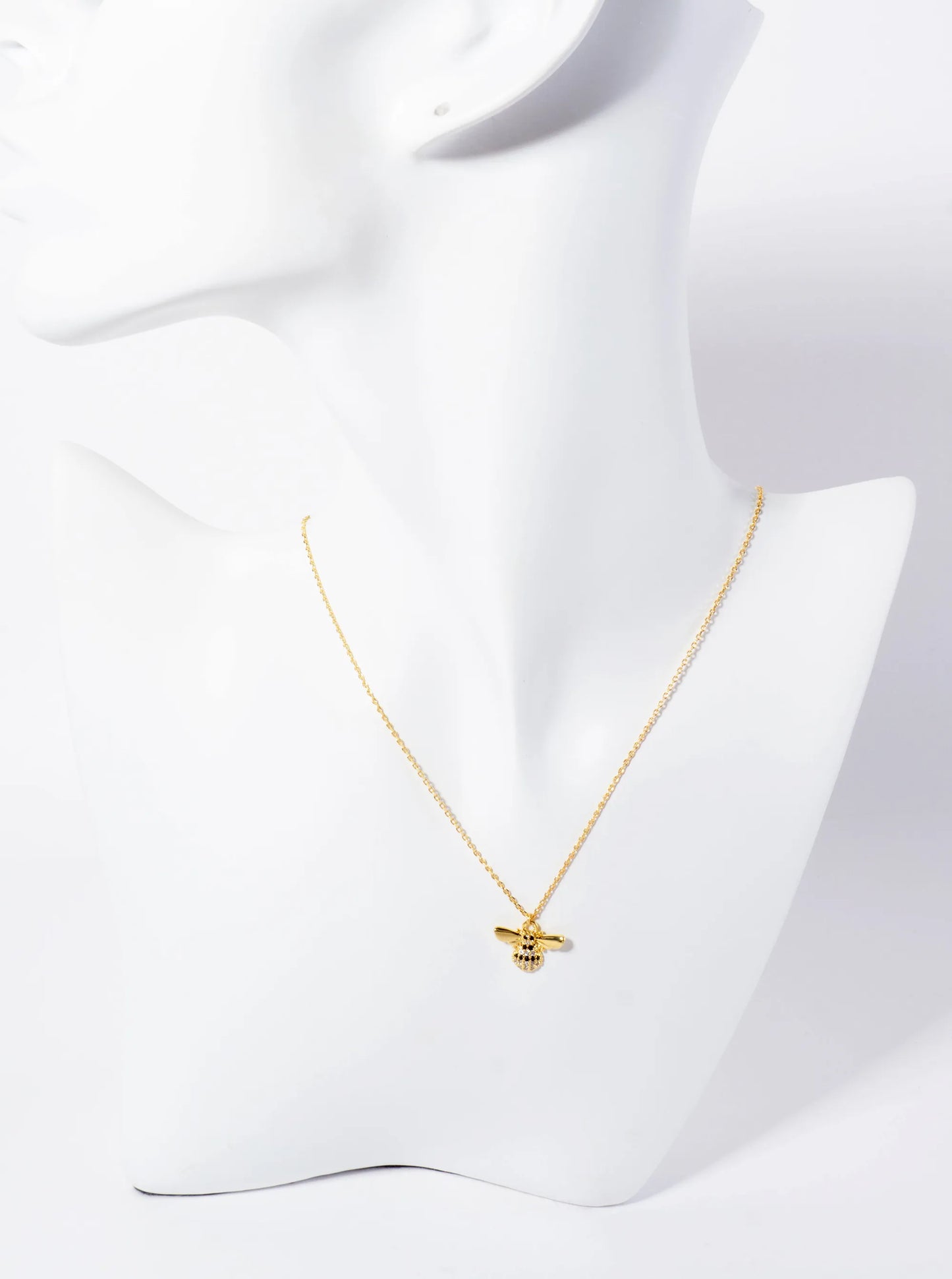 Nature-theme 18K-Gold-Dipped Pave Set CZ Bumblebee Pendant Necklace