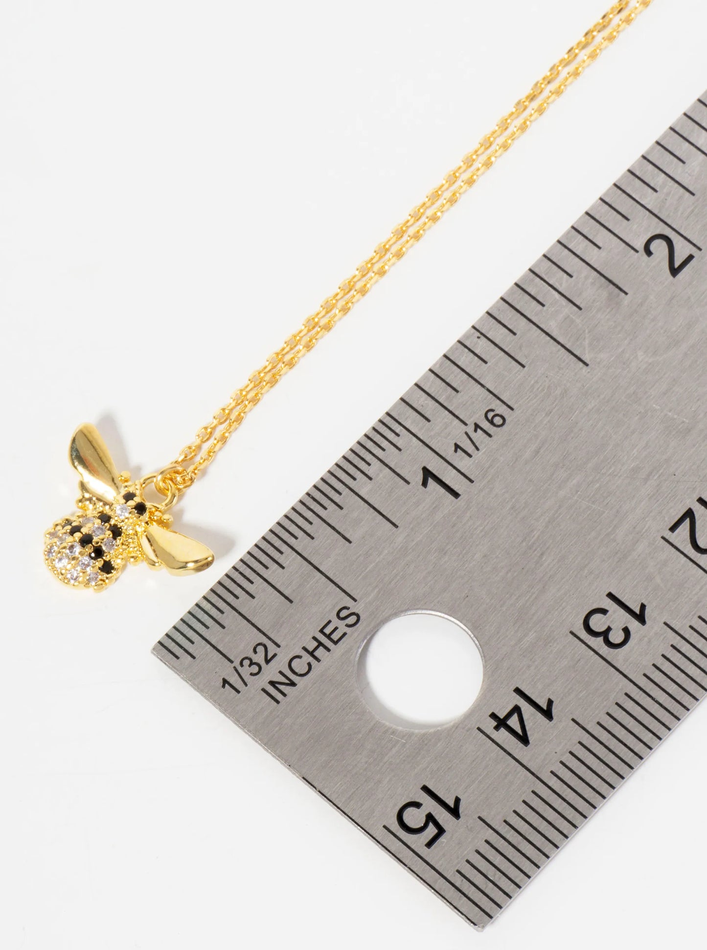 Nature-theme 18K-Gold-Dipped Pave Set CZ Bumblebee Pendant Necklace