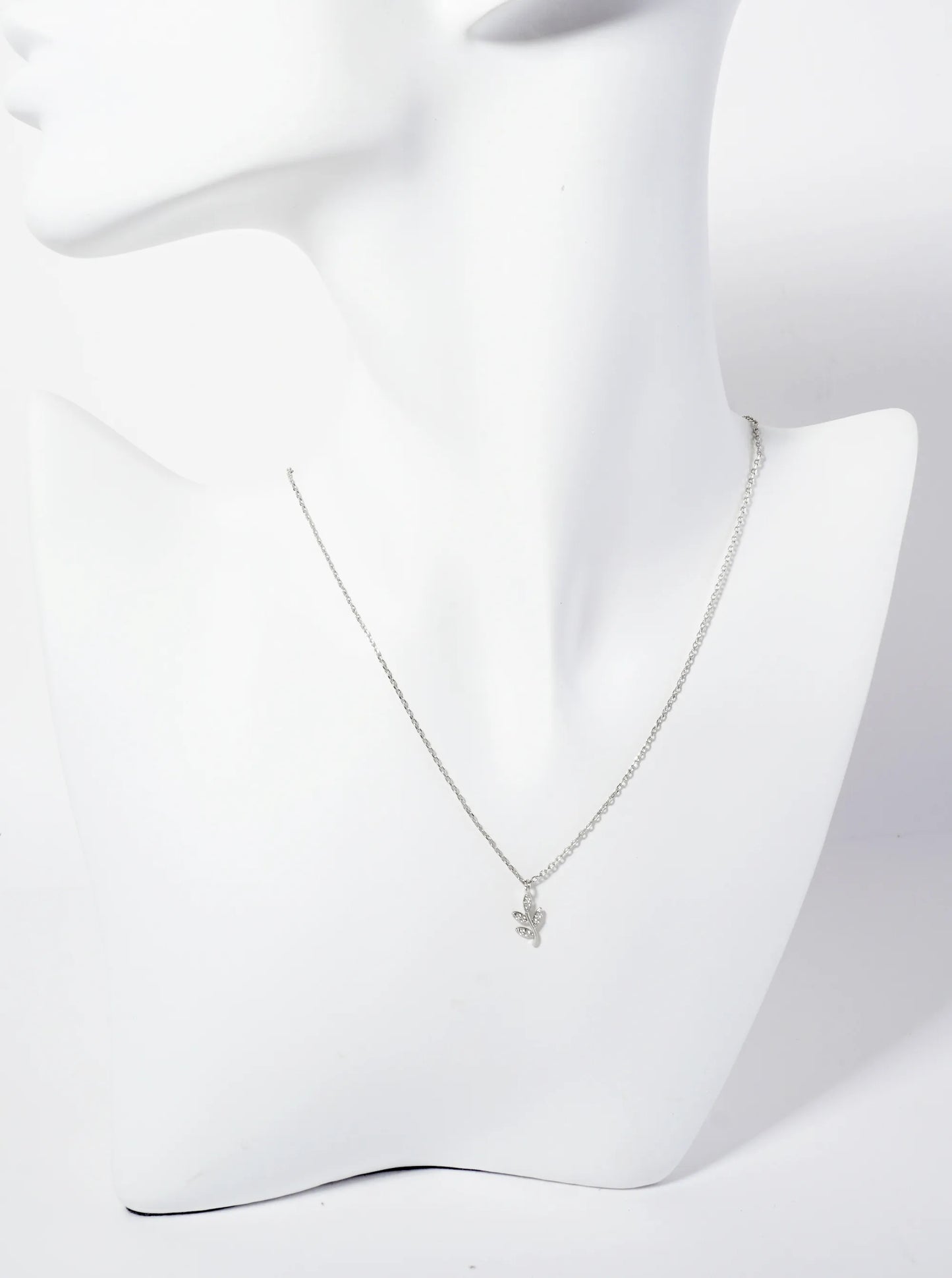 Nature-theme 18K-Gold-Dipped Pave Set Cubic Zirconia Leaf Pendant Necklace