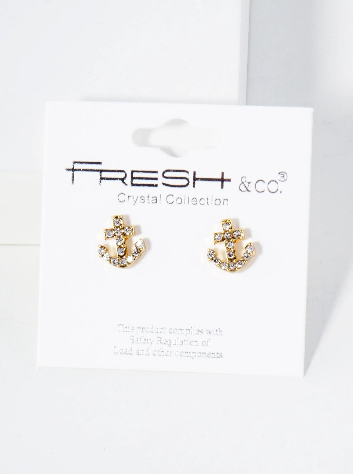 Nautical-Theme Crystal-Pave 10mm Anchor Stud Earrings