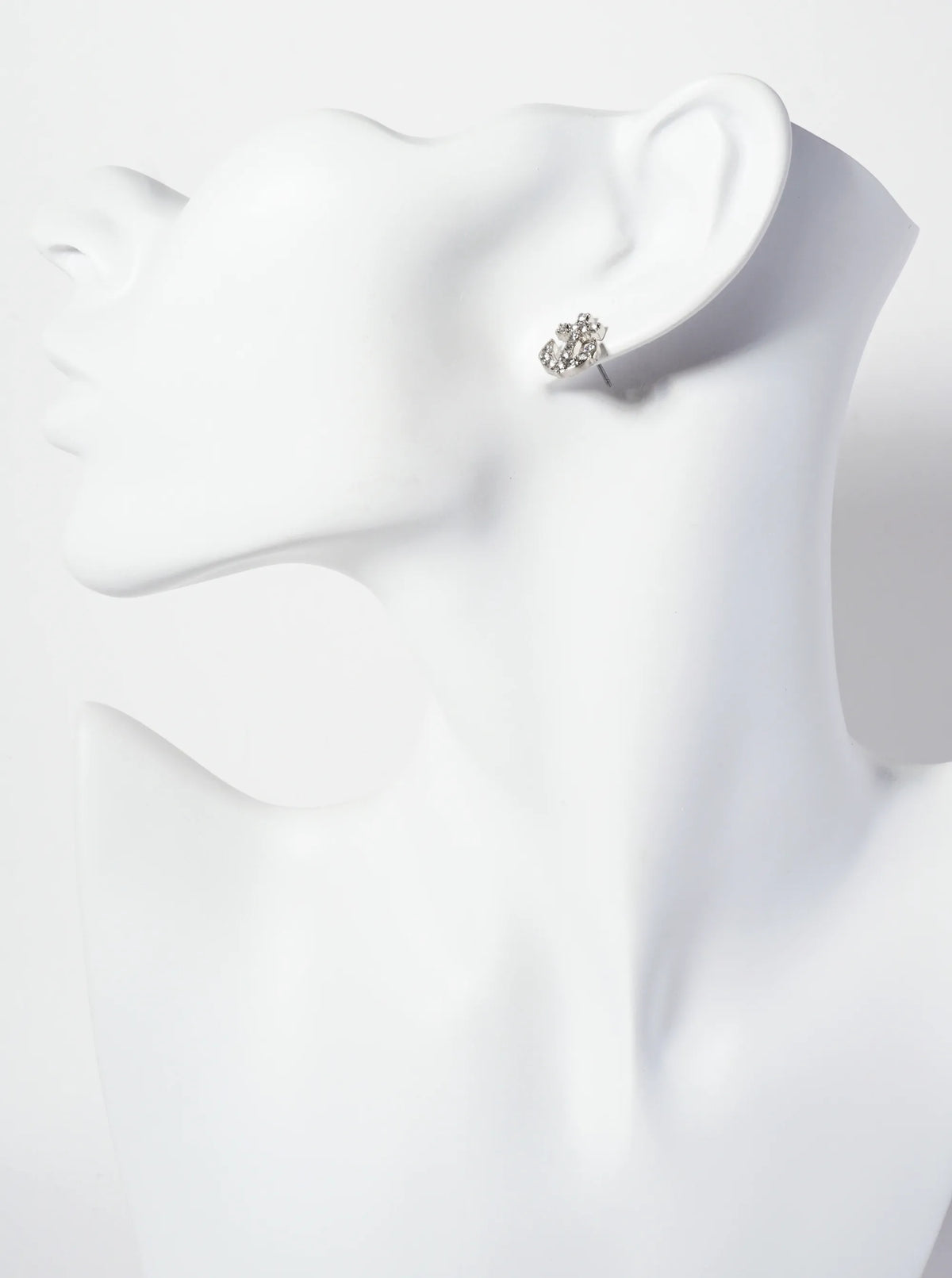 Nautical-Theme Crystal-Pave 13mm Anchor Stud Earrings