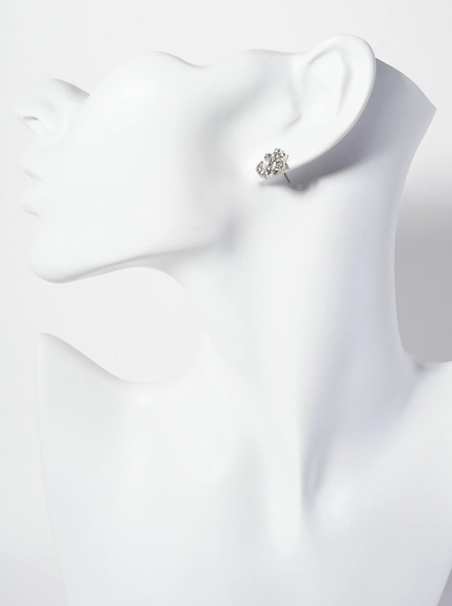 Nautical-Theme Crystal-Pave 13mm Anchor Stud Earrings