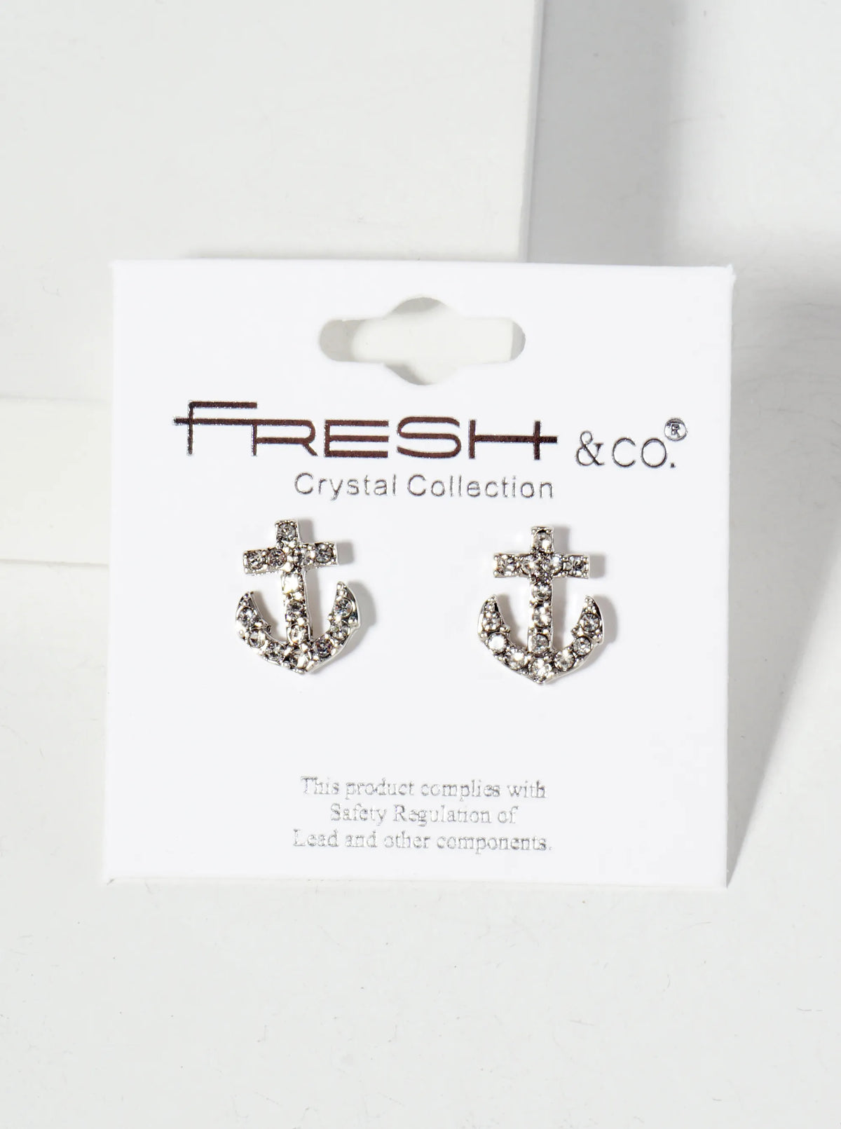 Nautical-Theme Crystal-Pave 13mm Anchor Stud Earrings