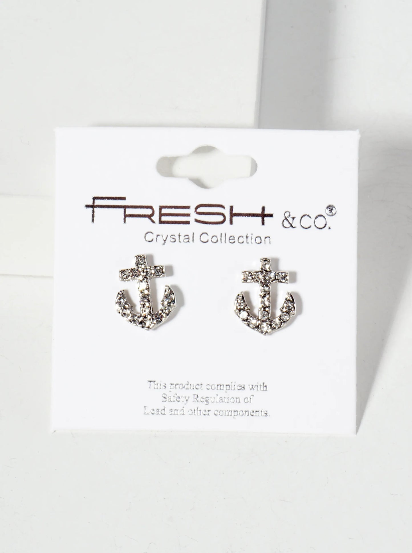 Nautical-Theme Crystal-Pave 13mm Anchor Stud Earrings