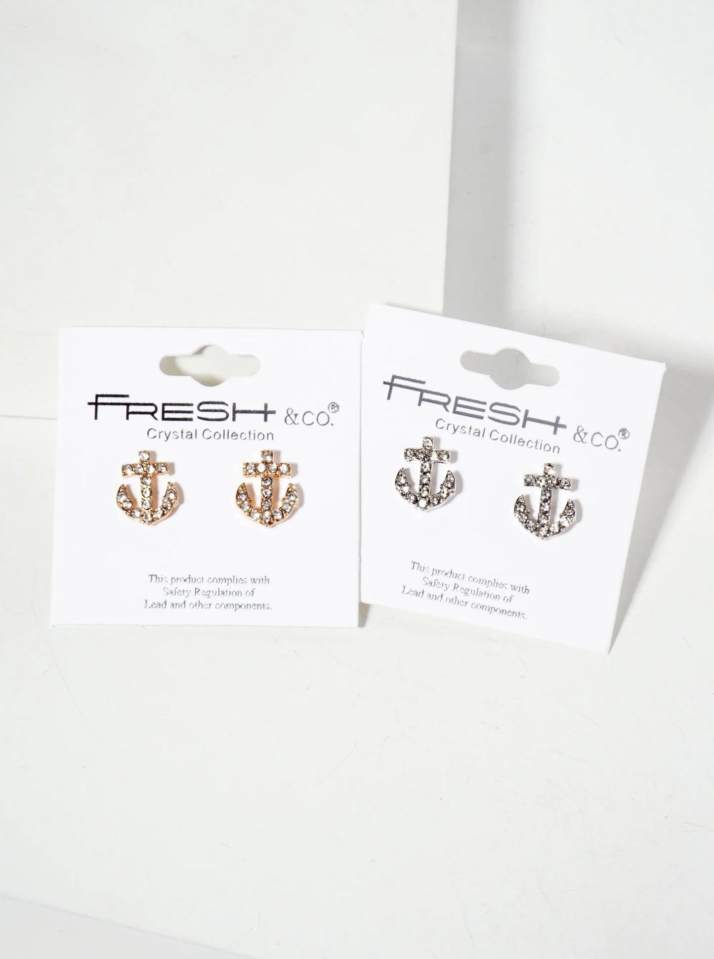 Nautical-Theme Crystal-Pave 13mm Anchor Stud Earrings