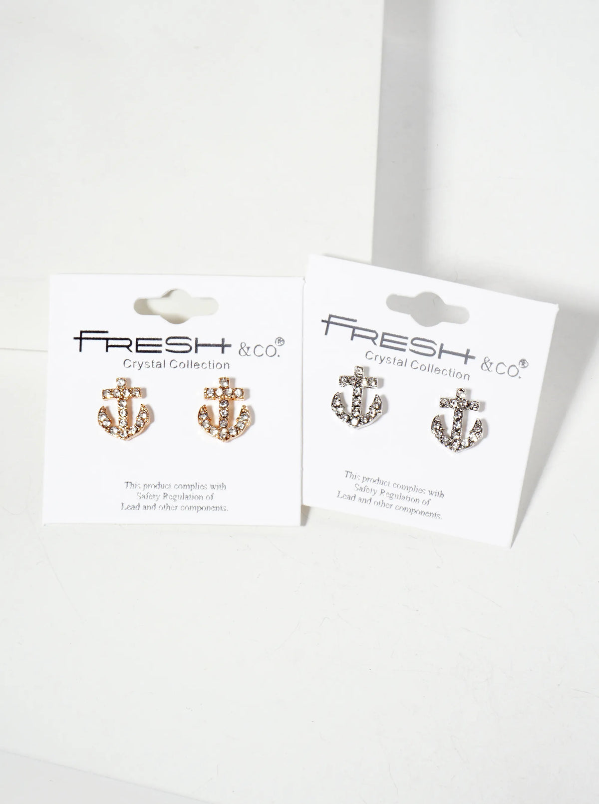 Nautical-Theme Crystal-Pave 13mm Anchor Stud Earrings