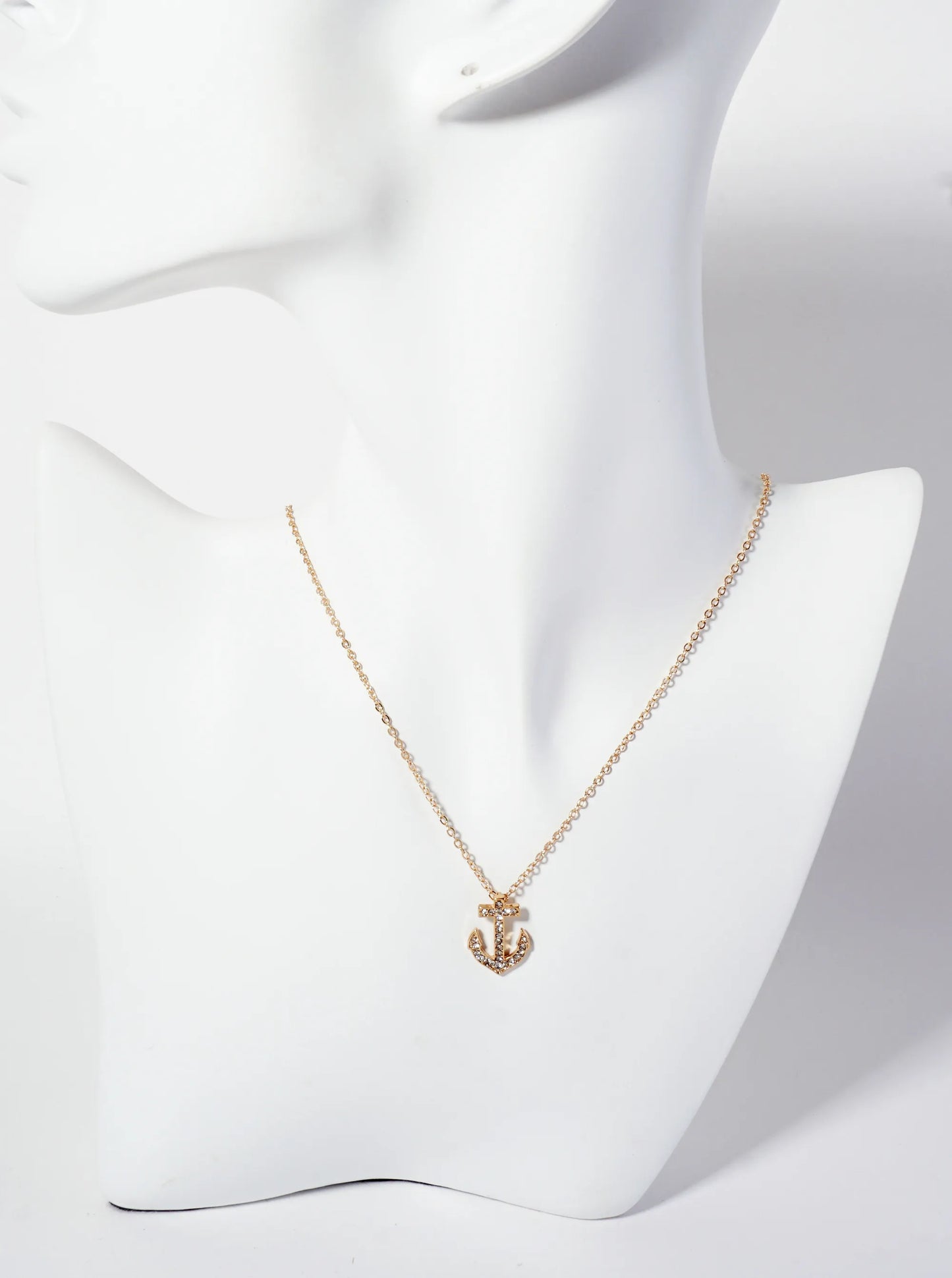 Nautical-Theme Crystal-Pave 17mm Anchor Pendant Necklace