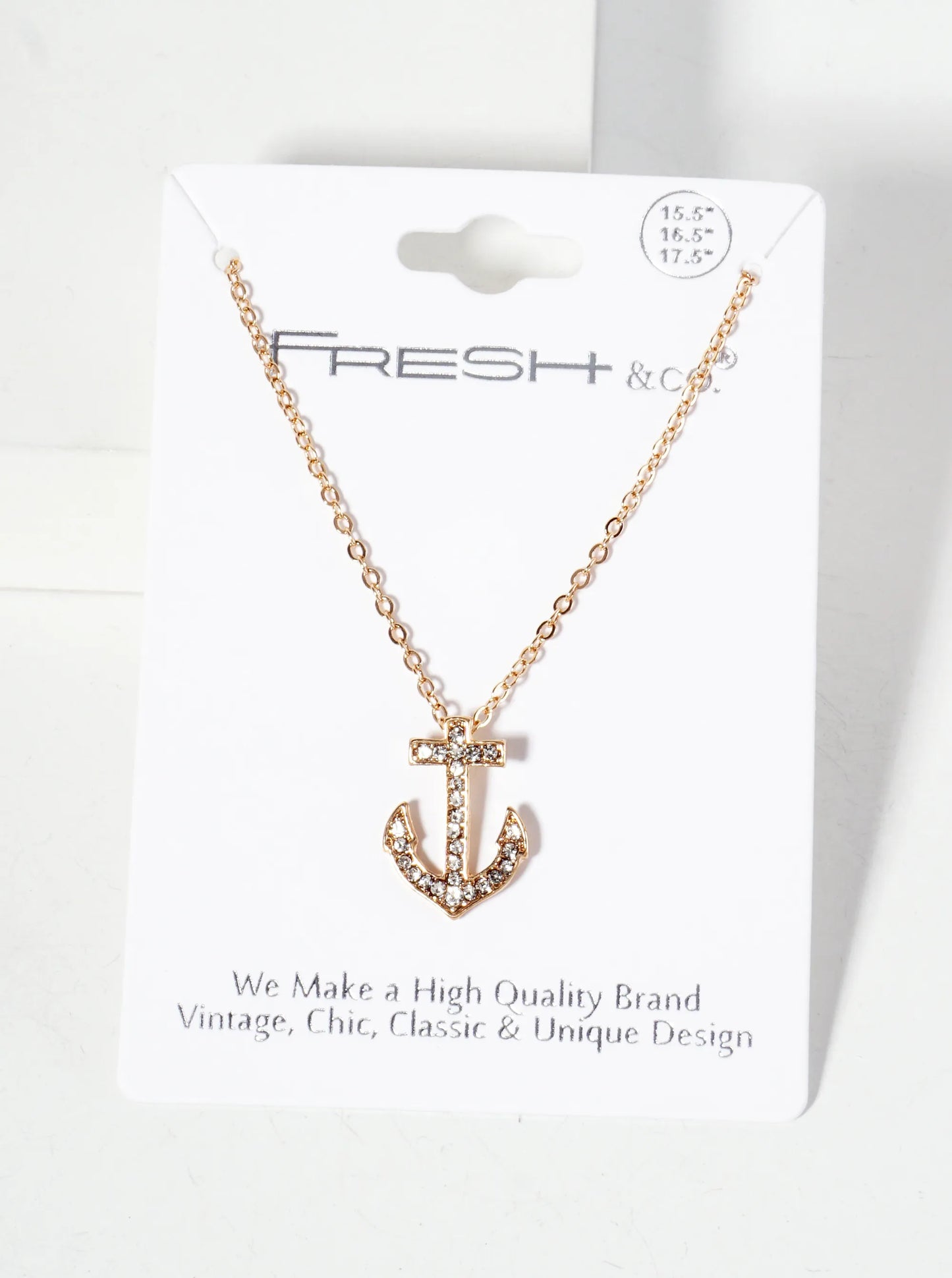 Nautical-Theme Crystal-Pave 17mm Anchor Pendant Necklace