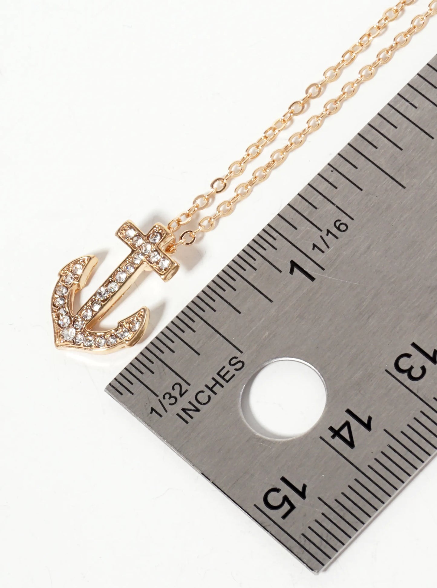 Nautical-Theme Crystal-Pave 17mm Anchor Pendant Necklace