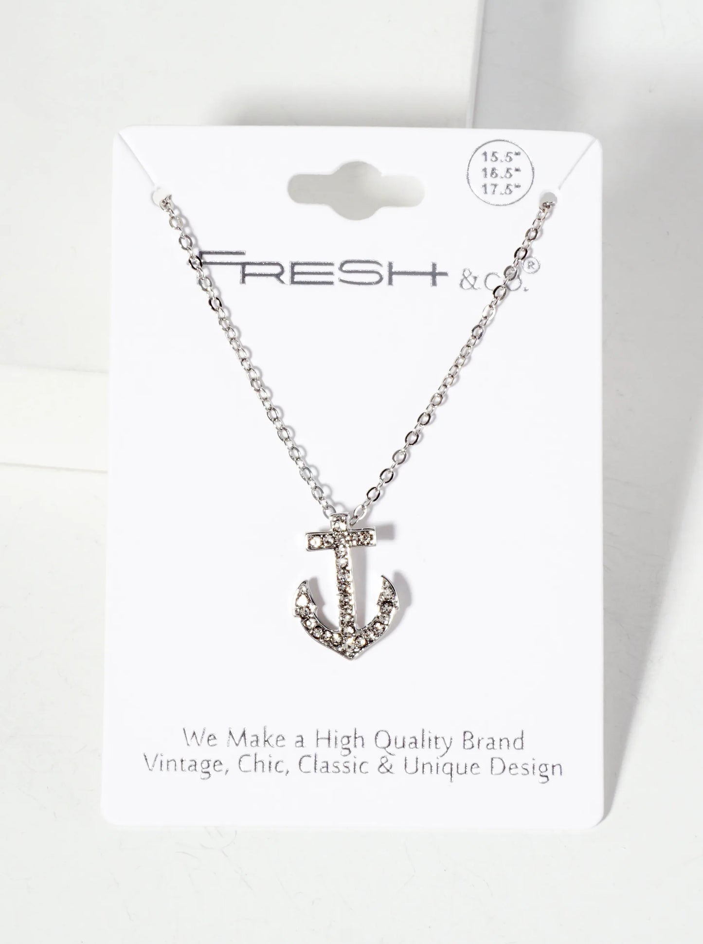 Nautical-Theme Crystal-Pave 17mm Anchor Pendant Necklace