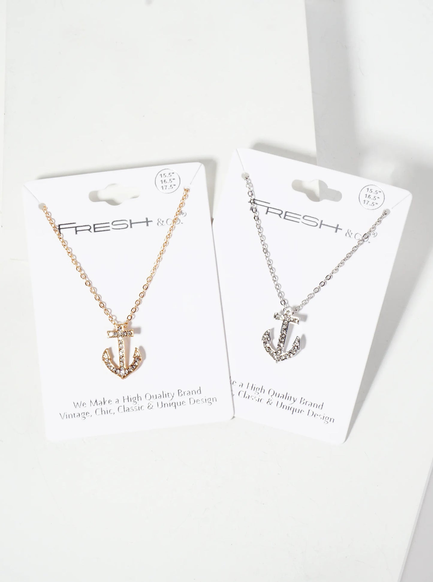 Nautical-Theme Crystal-Pave 17mm Anchor Pendant Necklace