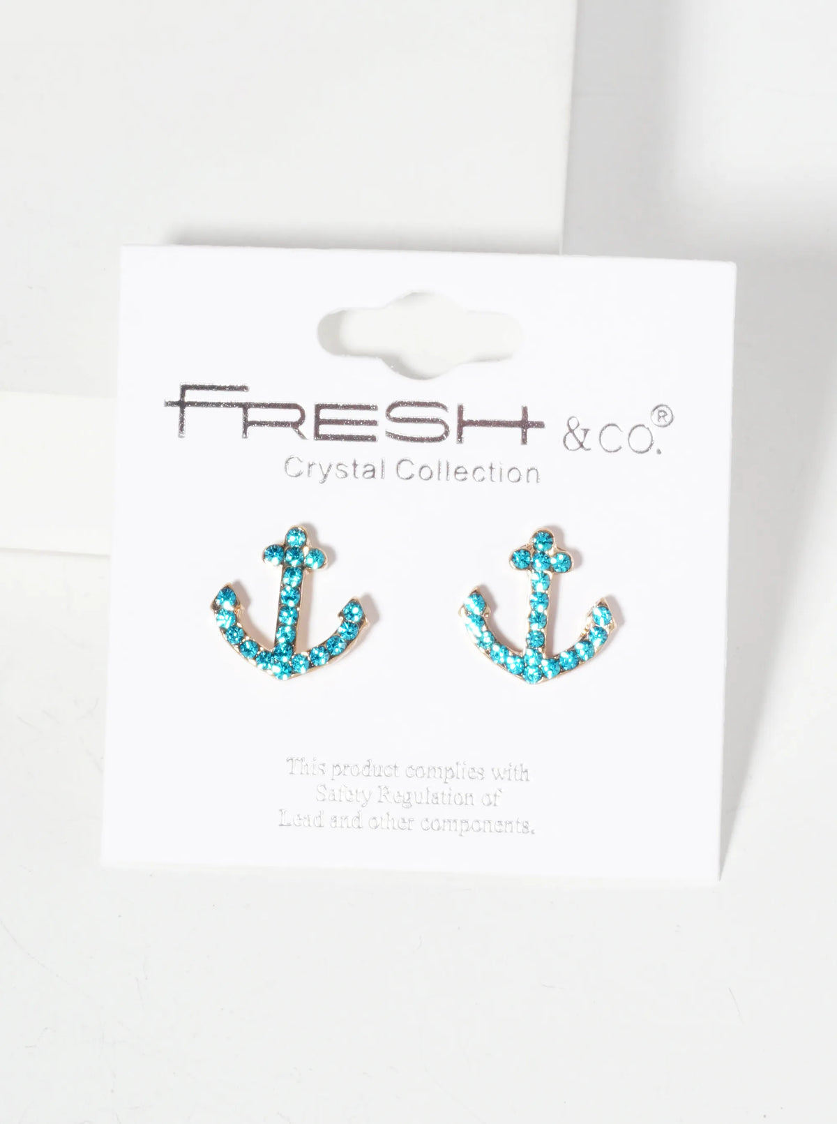 Nautical-Theme Crystal-Pave Anchor Stud Earrings