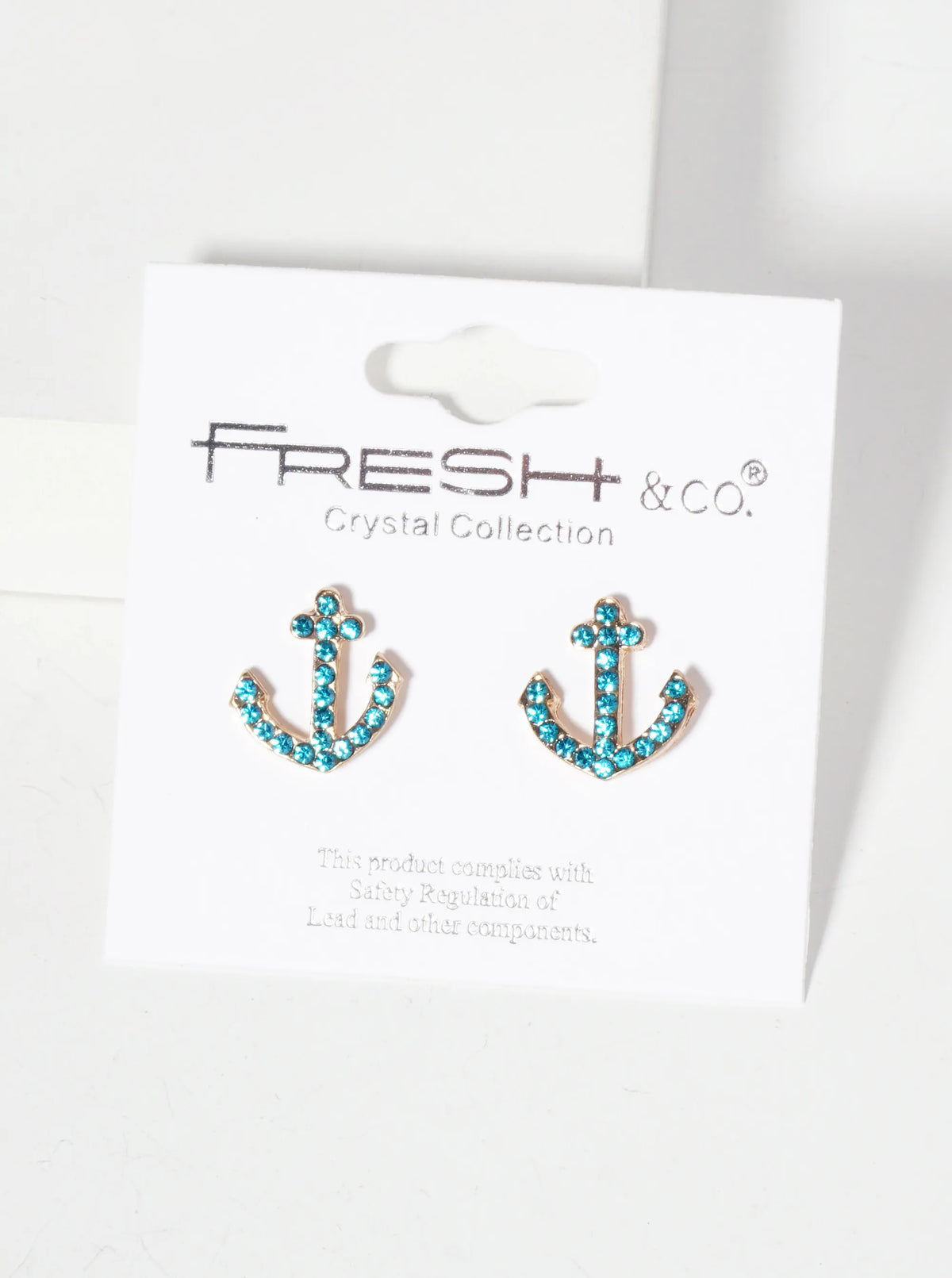 Nautical-Theme Crystal-Pave Anchor Stud Earrings