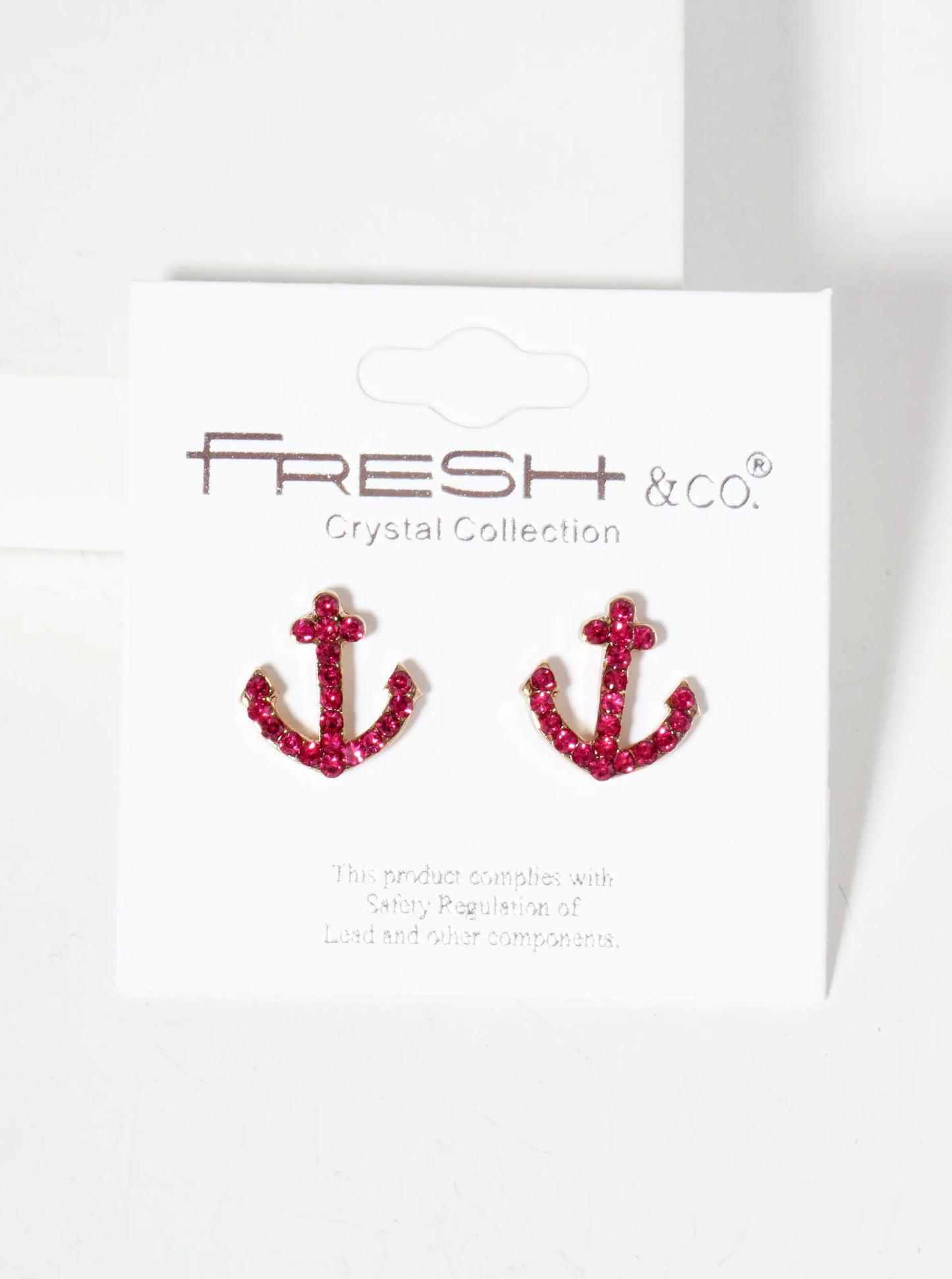 Nautical-Theme Crystal-Pave Anchor Stud Earrings