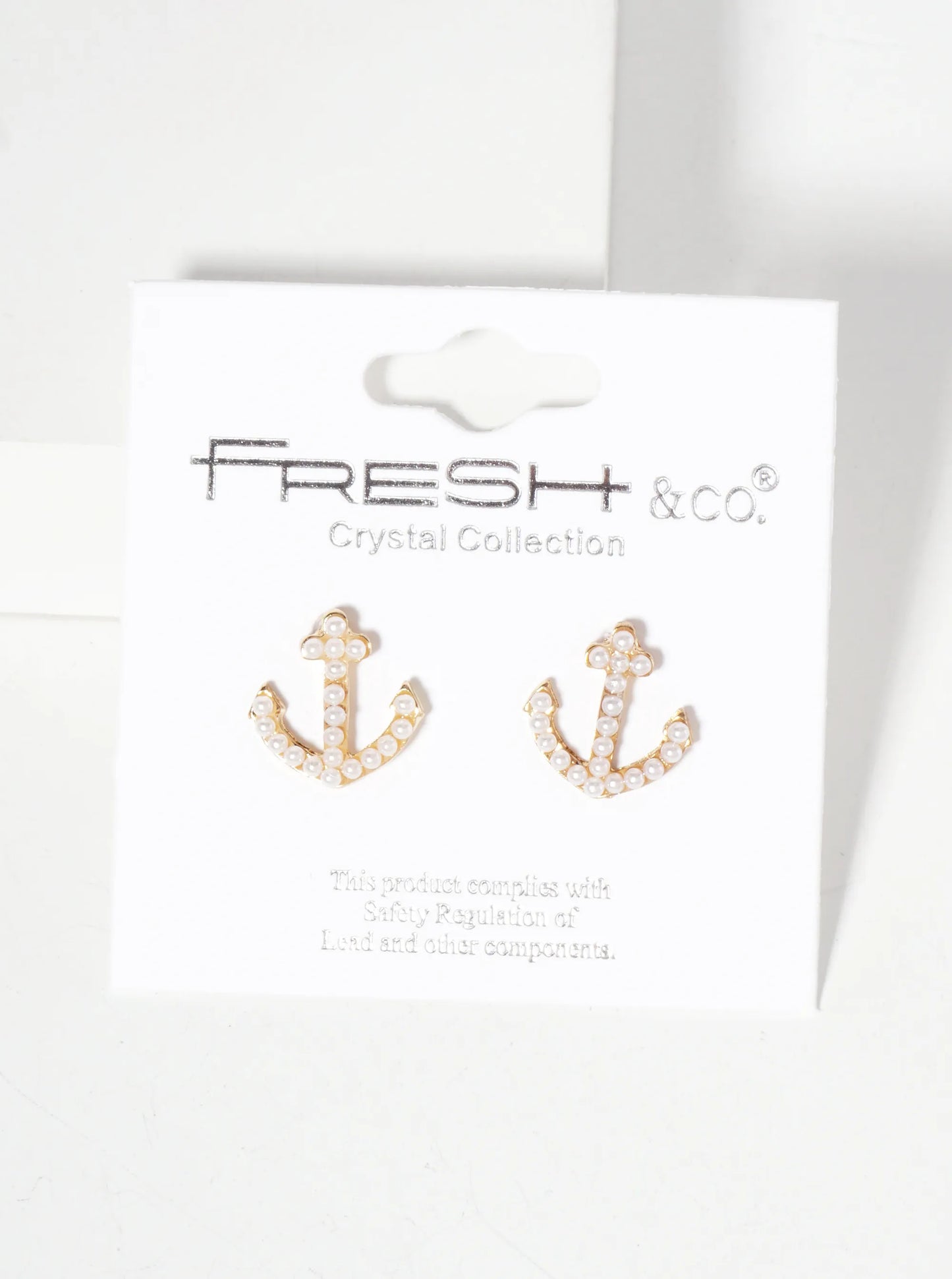 Nautical-Theme Crystal-Pave Anchor Stud Earrings