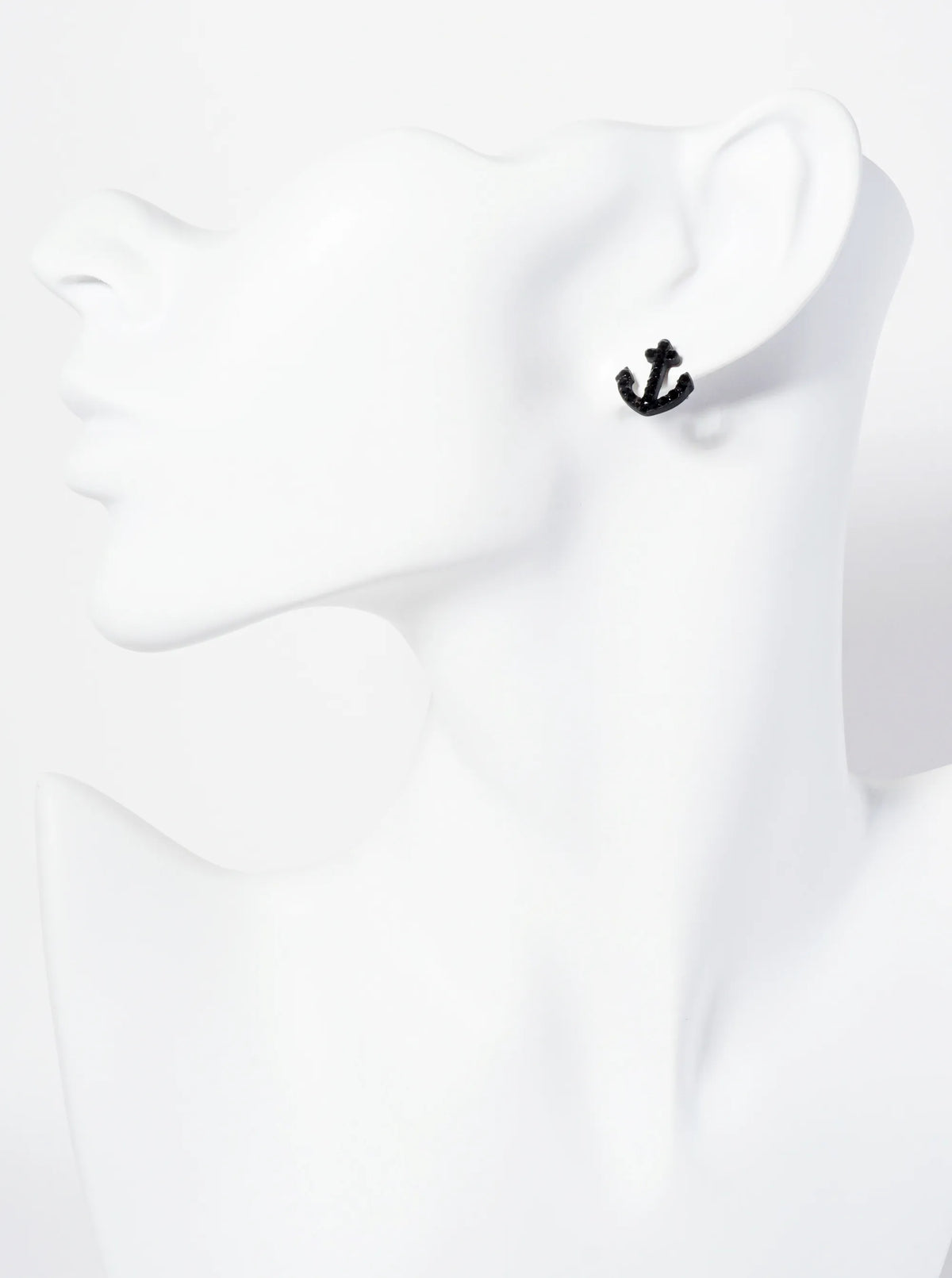 Nautical-Theme Crystal-Pave Anchor Stud Earrings