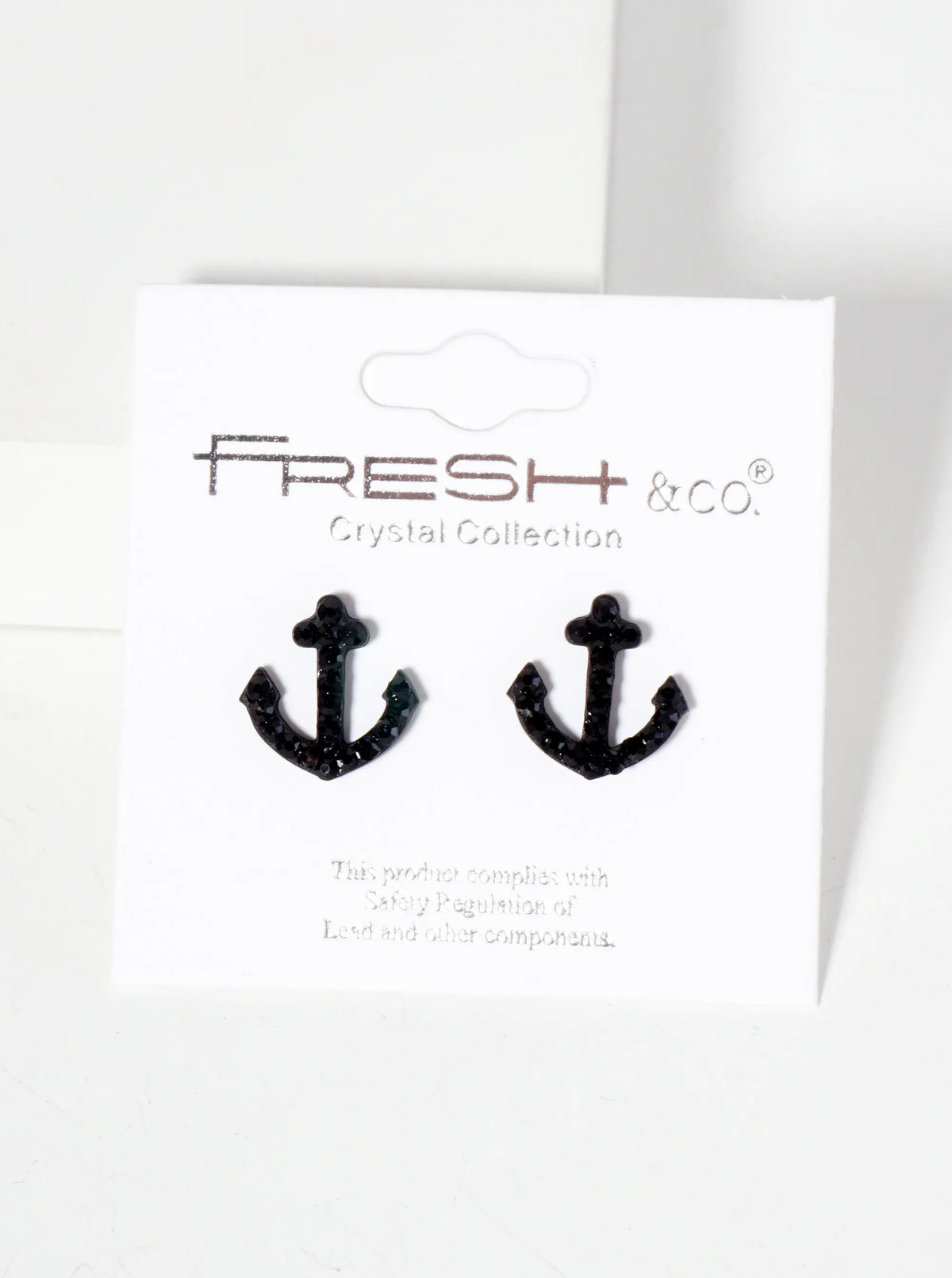 Nautical-Theme Crystal-Pave Anchor Stud Earrings