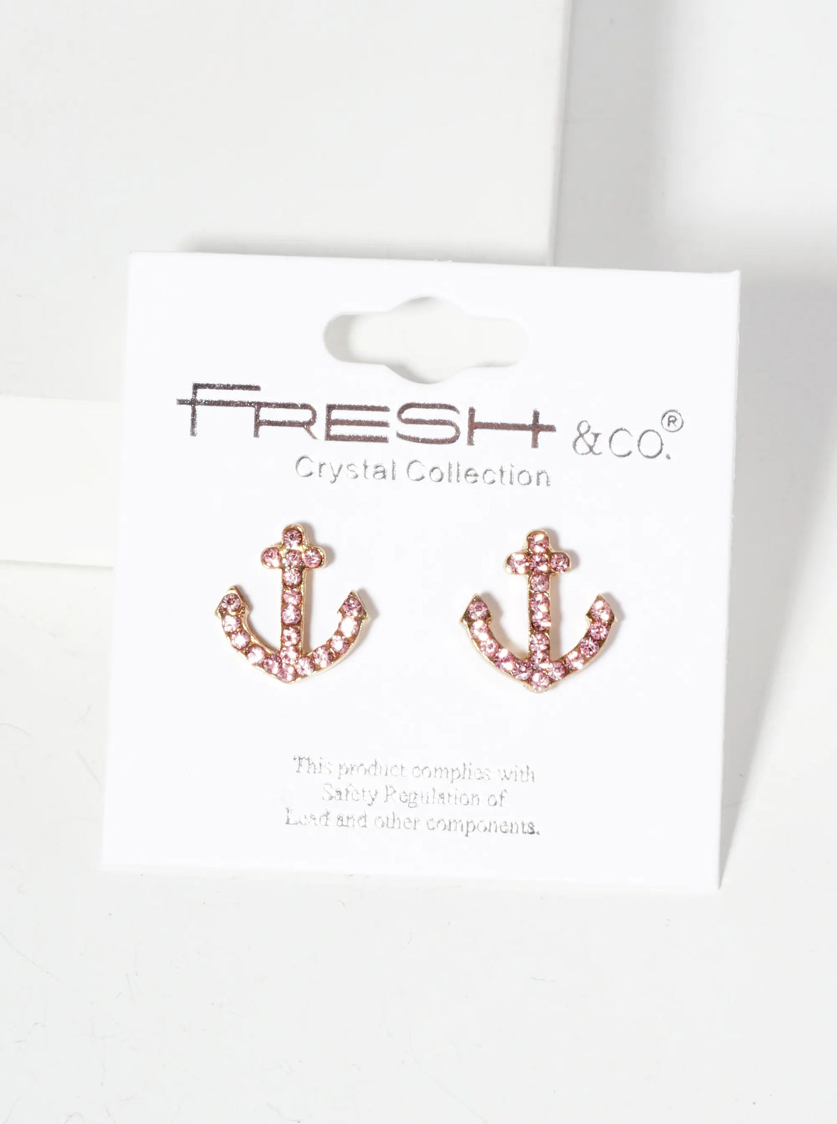 Nautical-Theme Crystal-Pave Anchor Stud Earrings