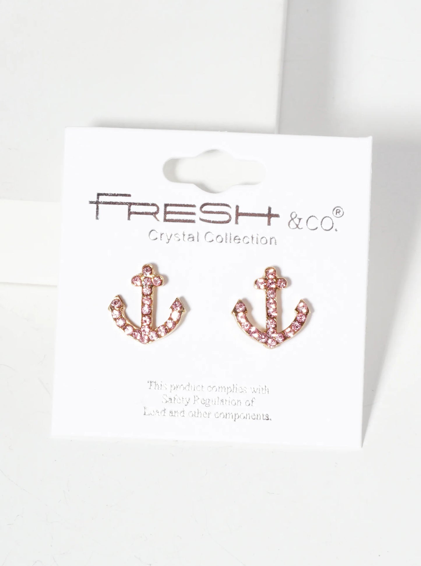 Nautical-Theme Crystal-Pave Anchor Stud Earrings