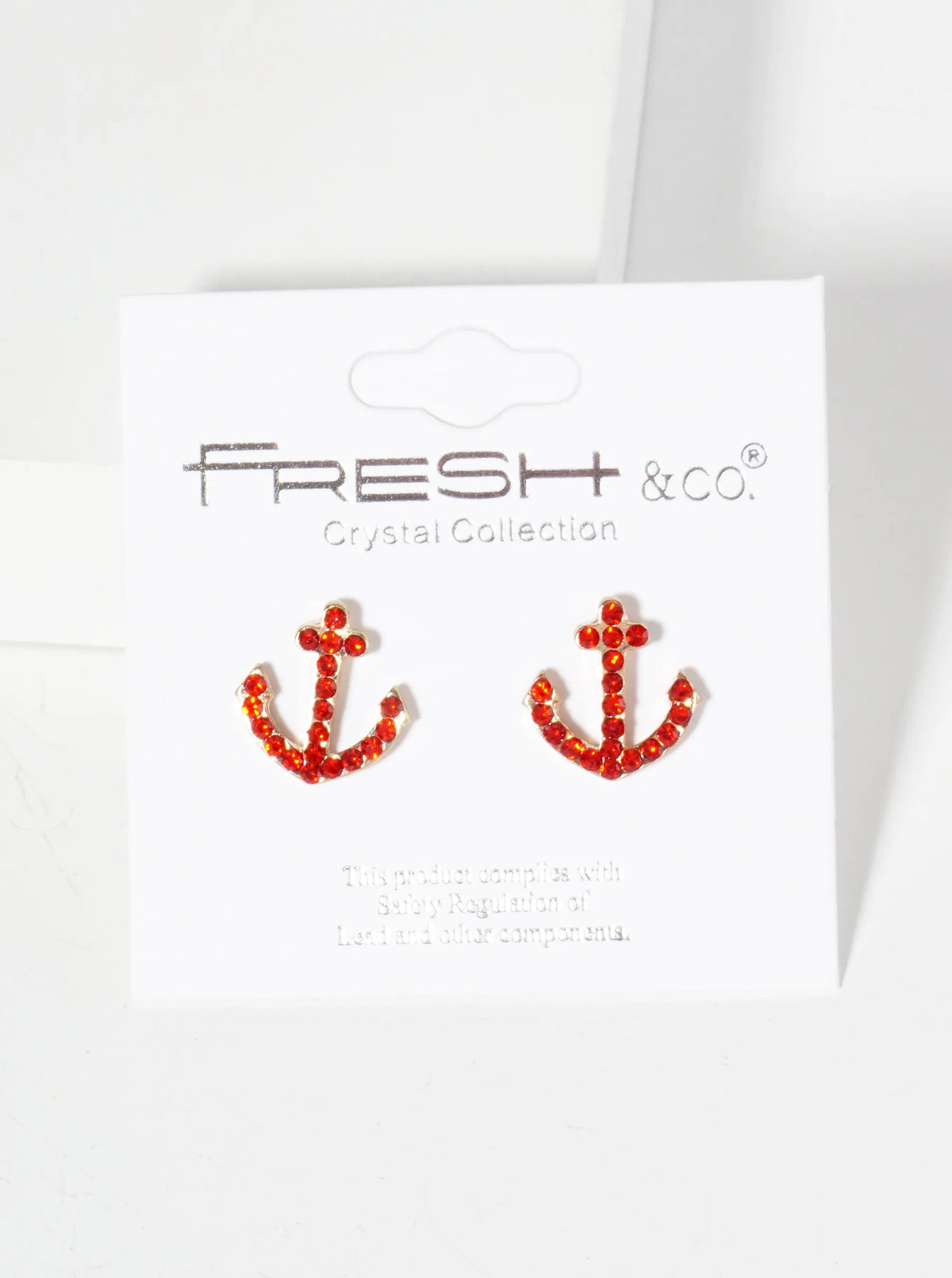 Nautical-Theme Crystal-Pave Anchor Stud Earrings