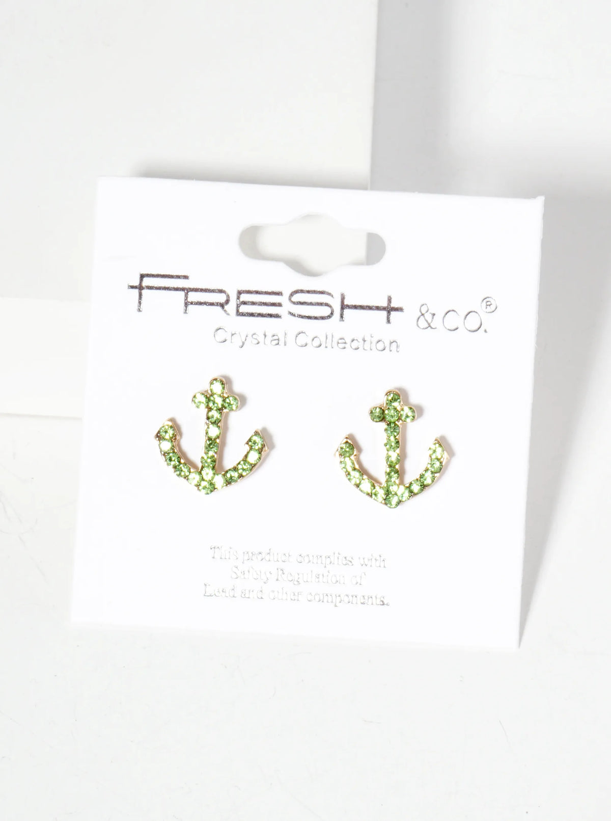Nautical-Theme Crystal-Pave Anchor Stud Earrings