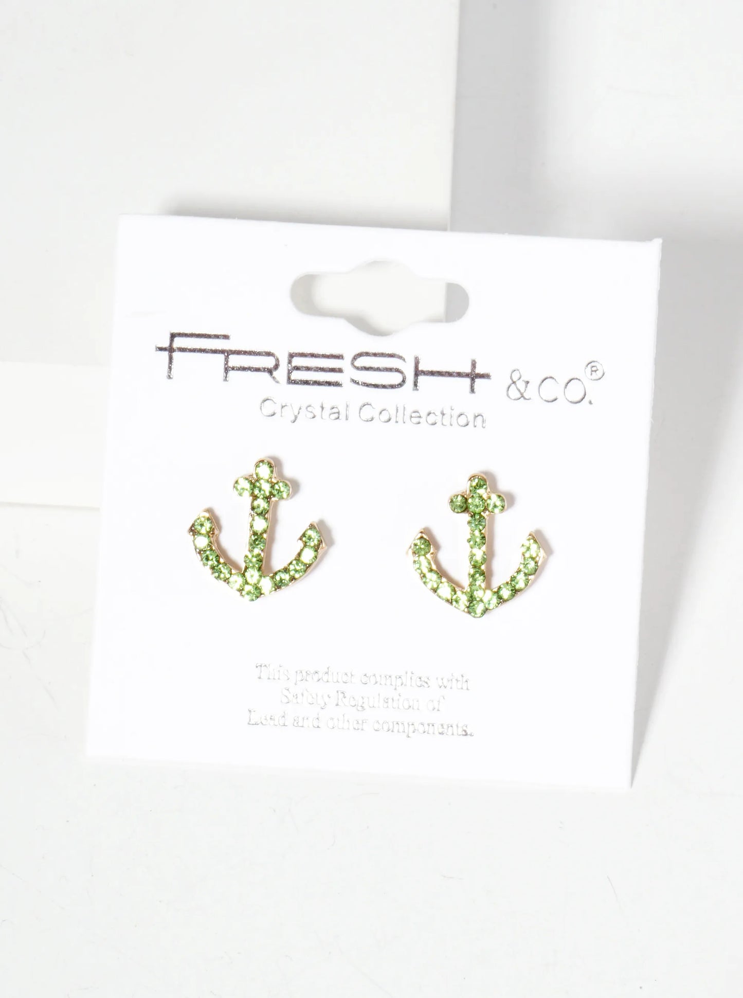 Nautical-Theme Crystal-Pave Anchor Stud Earrings