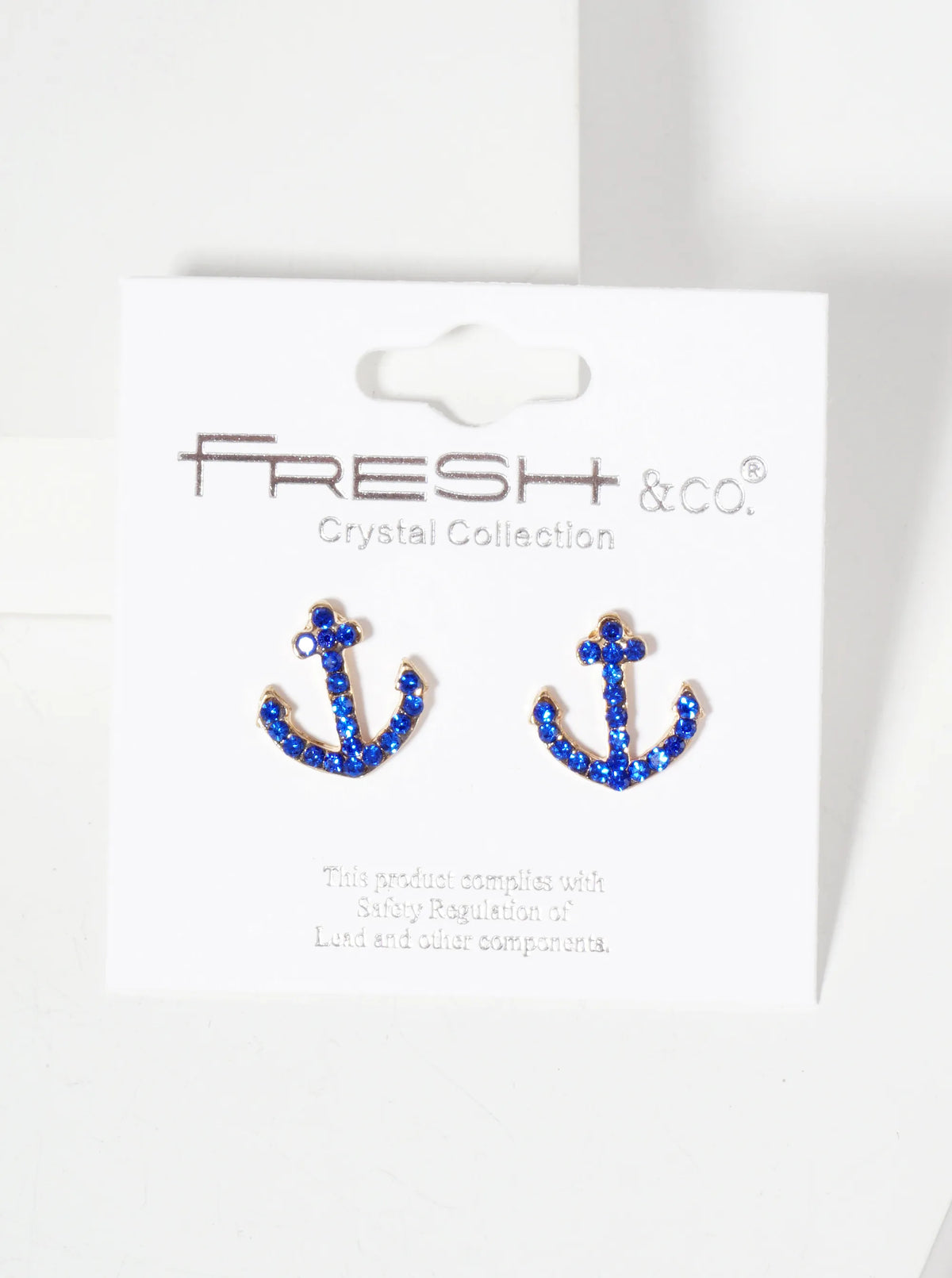 Nautical-Theme Crystal-Pave Anchor Stud Earrings
