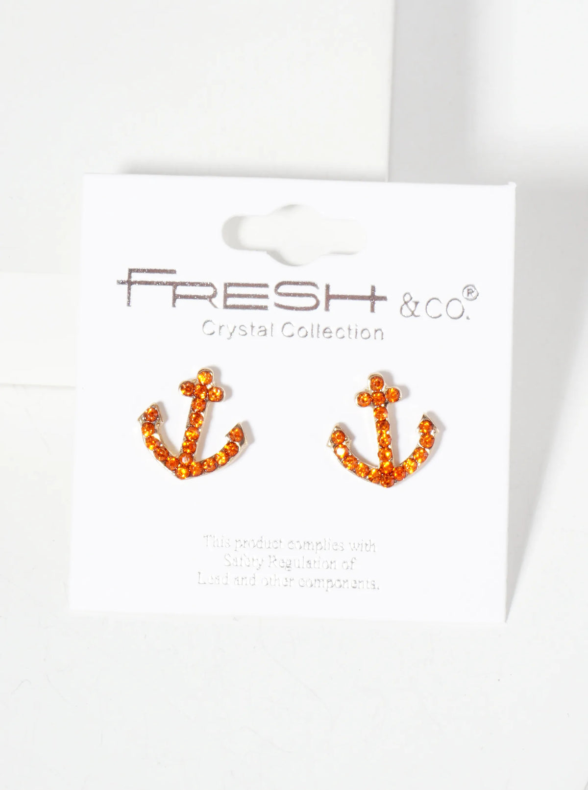 Nautical-Theme Crystal-Pave Anchor Stud Earrings