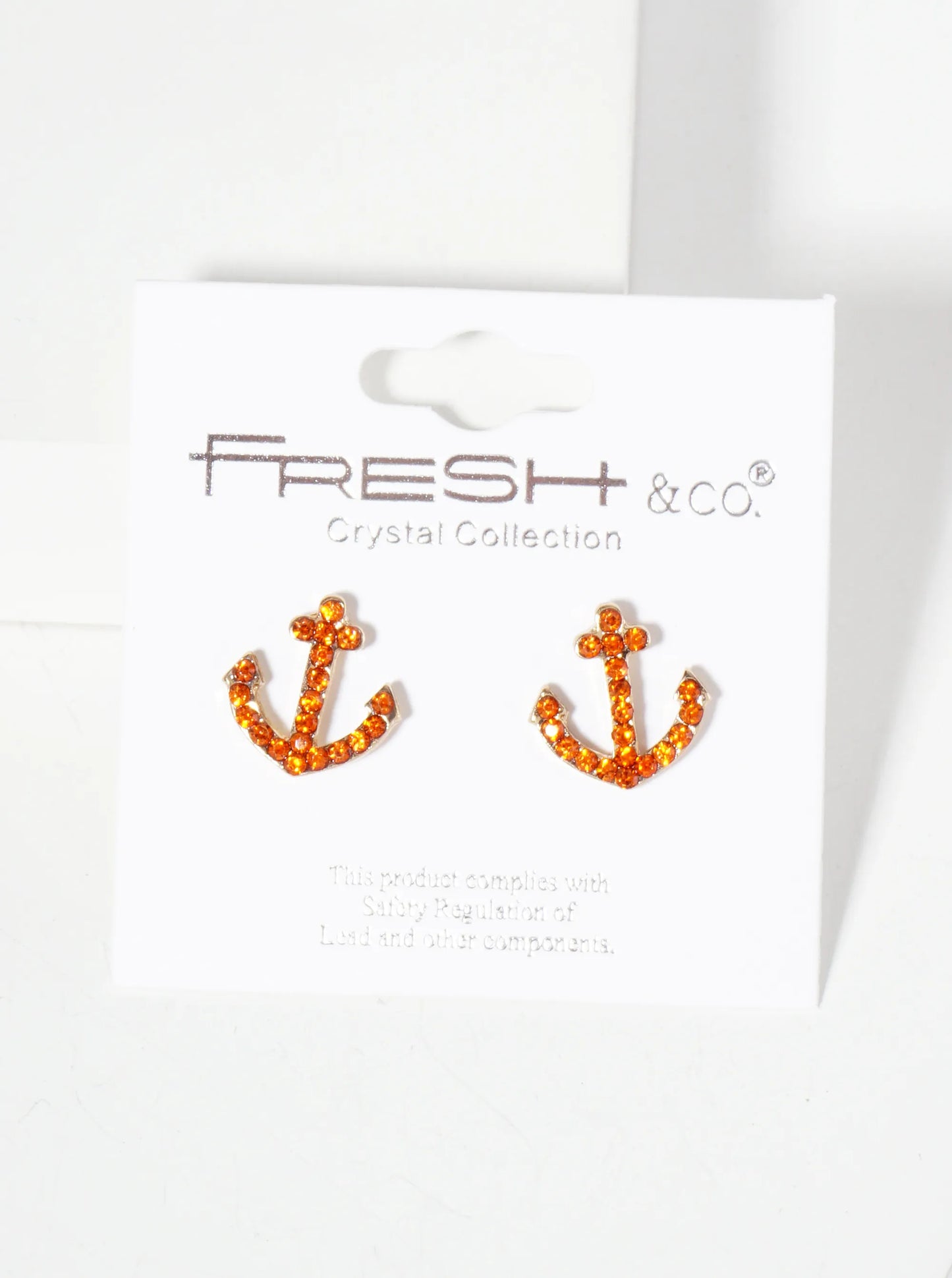 Nautical-Theme Crystal-Pave Anchor Stud Earrings