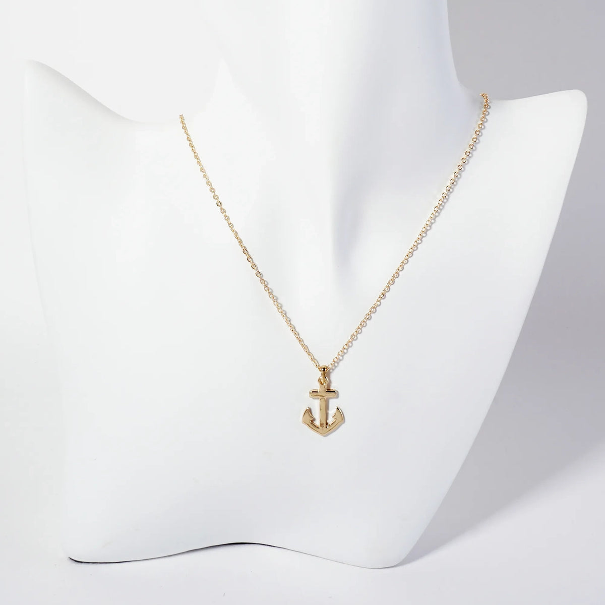 Nautical-Theme Polished Metal 20mm Anchor Pendant Necklace