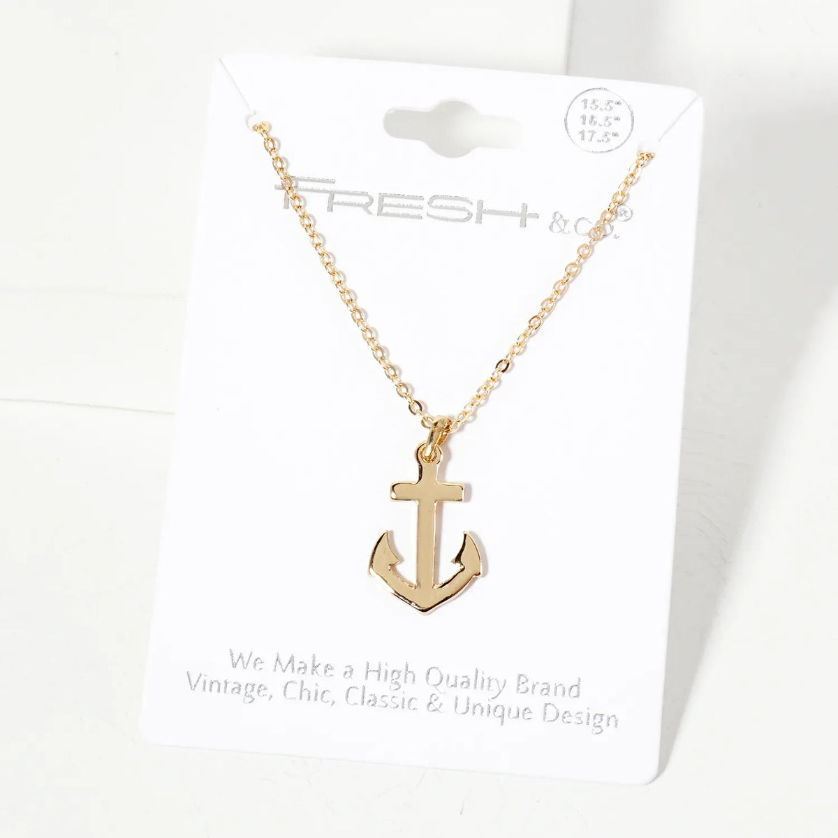 Nautical-Theme Polished Metal 20mm Anchor Pendant Necklace