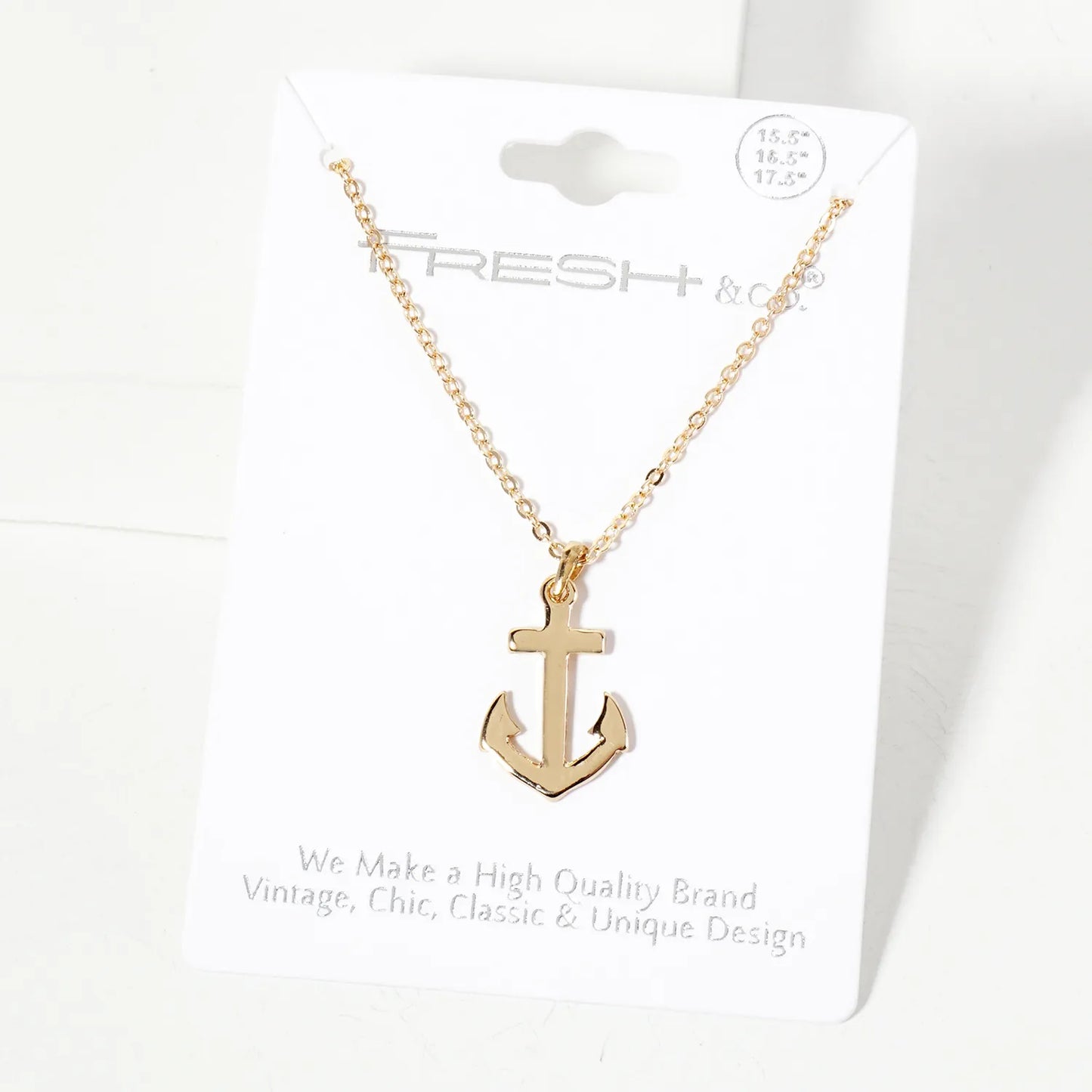 Nautical-Theme Polished Metal 20mm Anchor Pendant Necklace