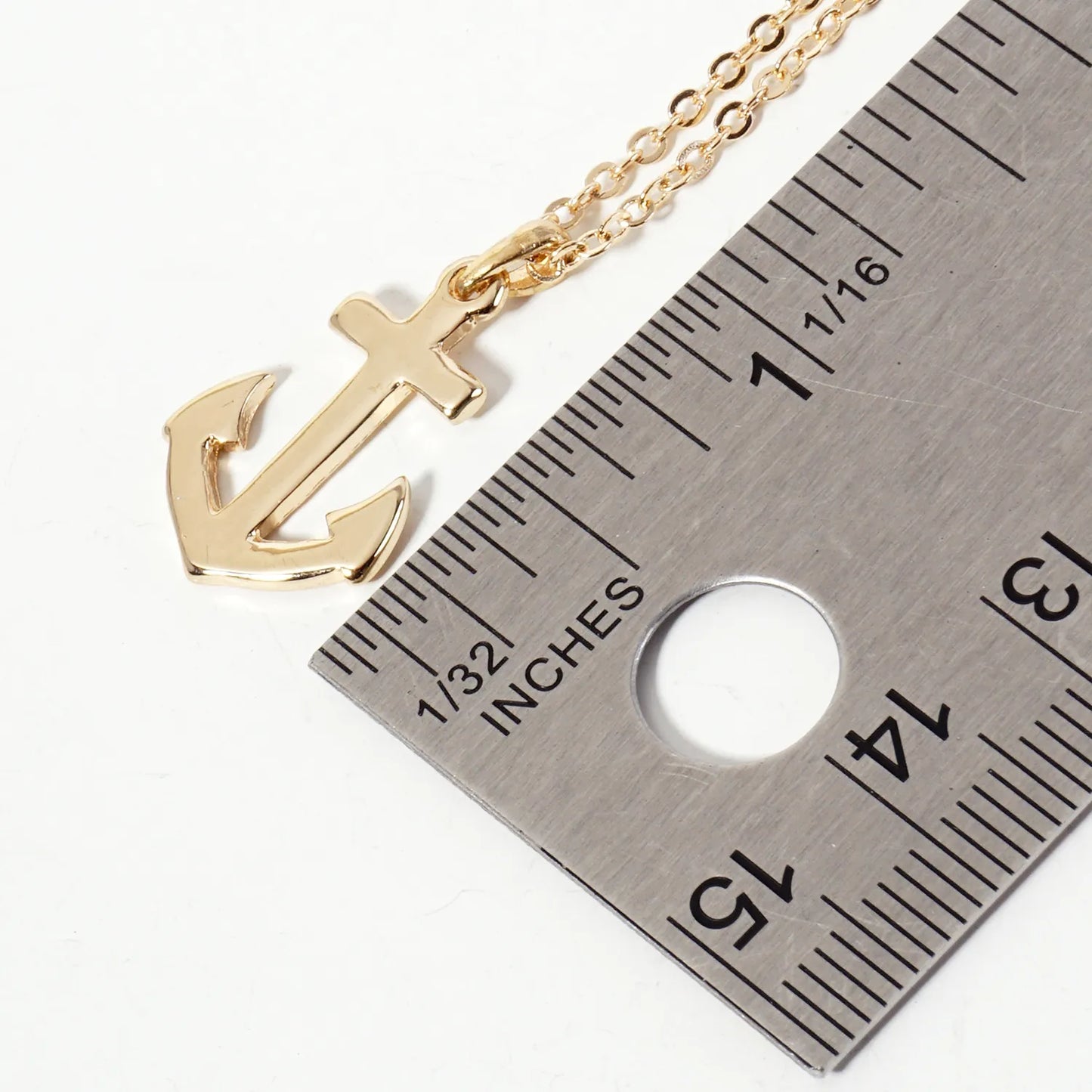 Nautical-Theme Polished Metal 20mm Anchor Pendant Necklace