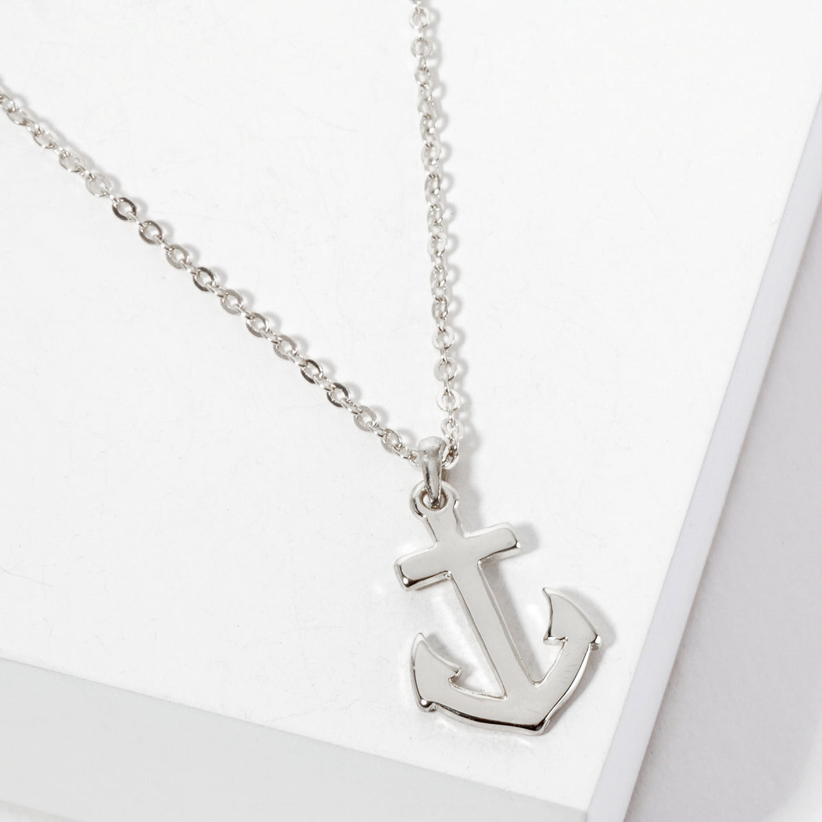 Nautical-Theme Polished Metal 20mm Anchor Pendant Necklace
