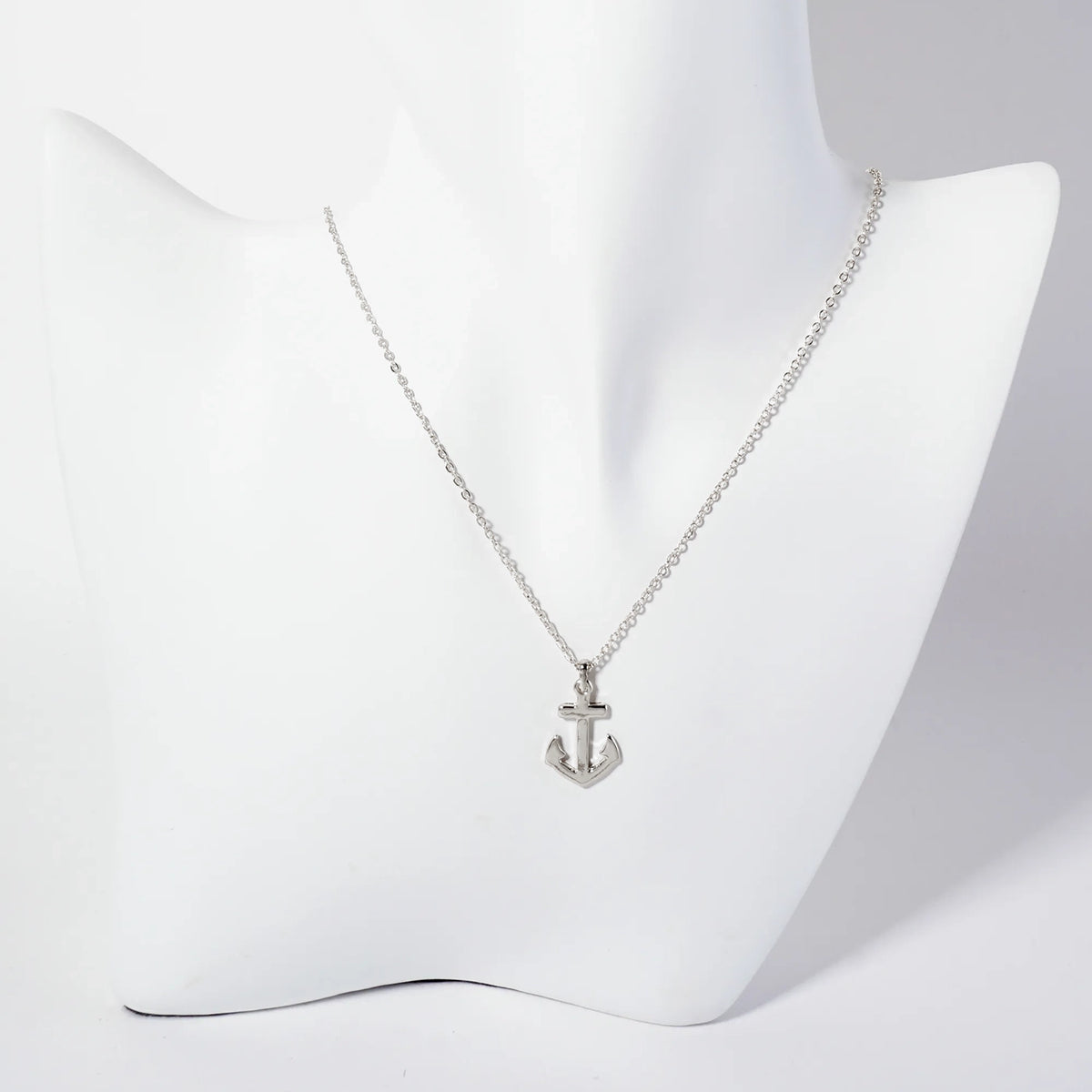 Nautical-Theme Polished Metal 20mm Anchor Pendant Necklace