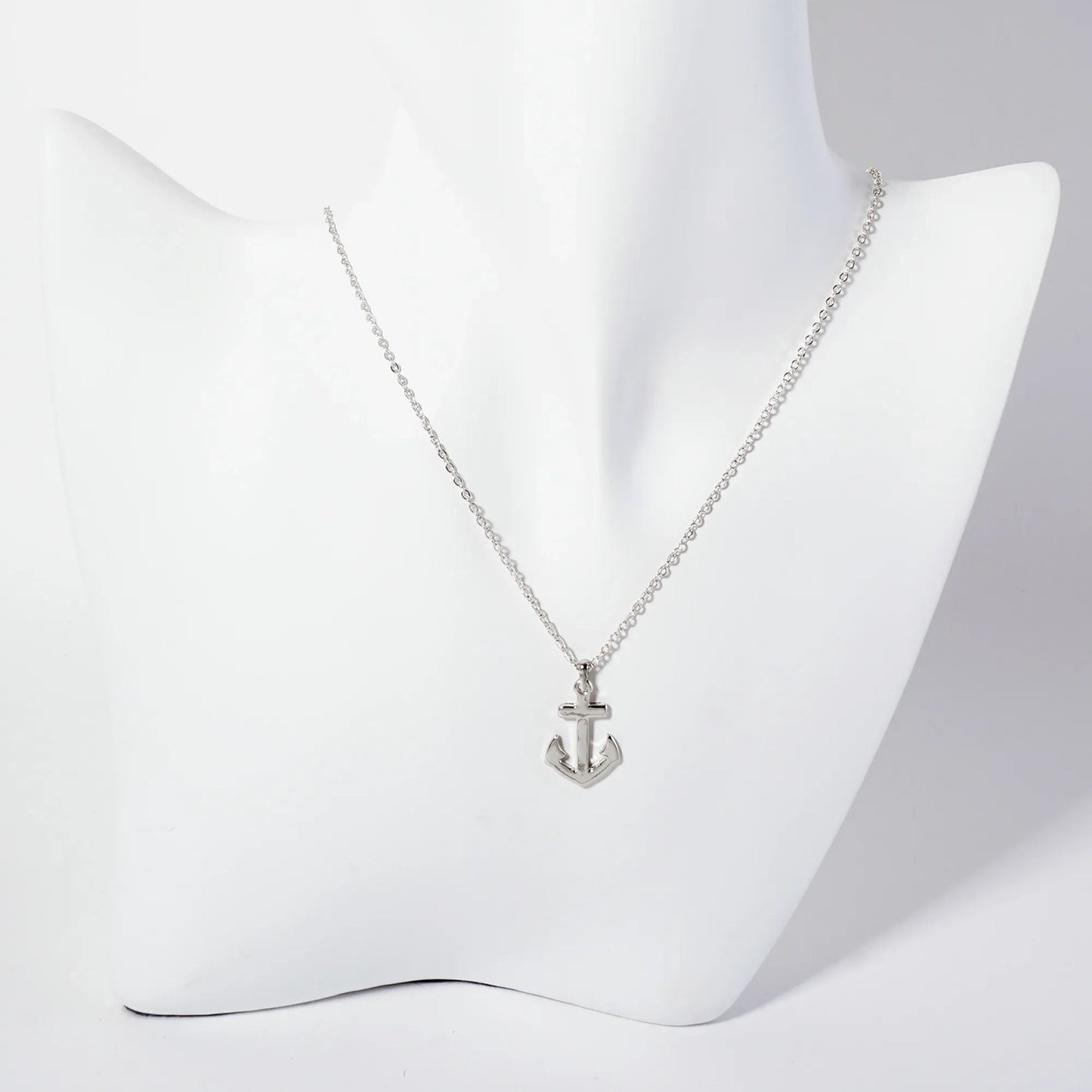 Nautical-Theme Polished Metal 20mm Anchor Pendant Necklace