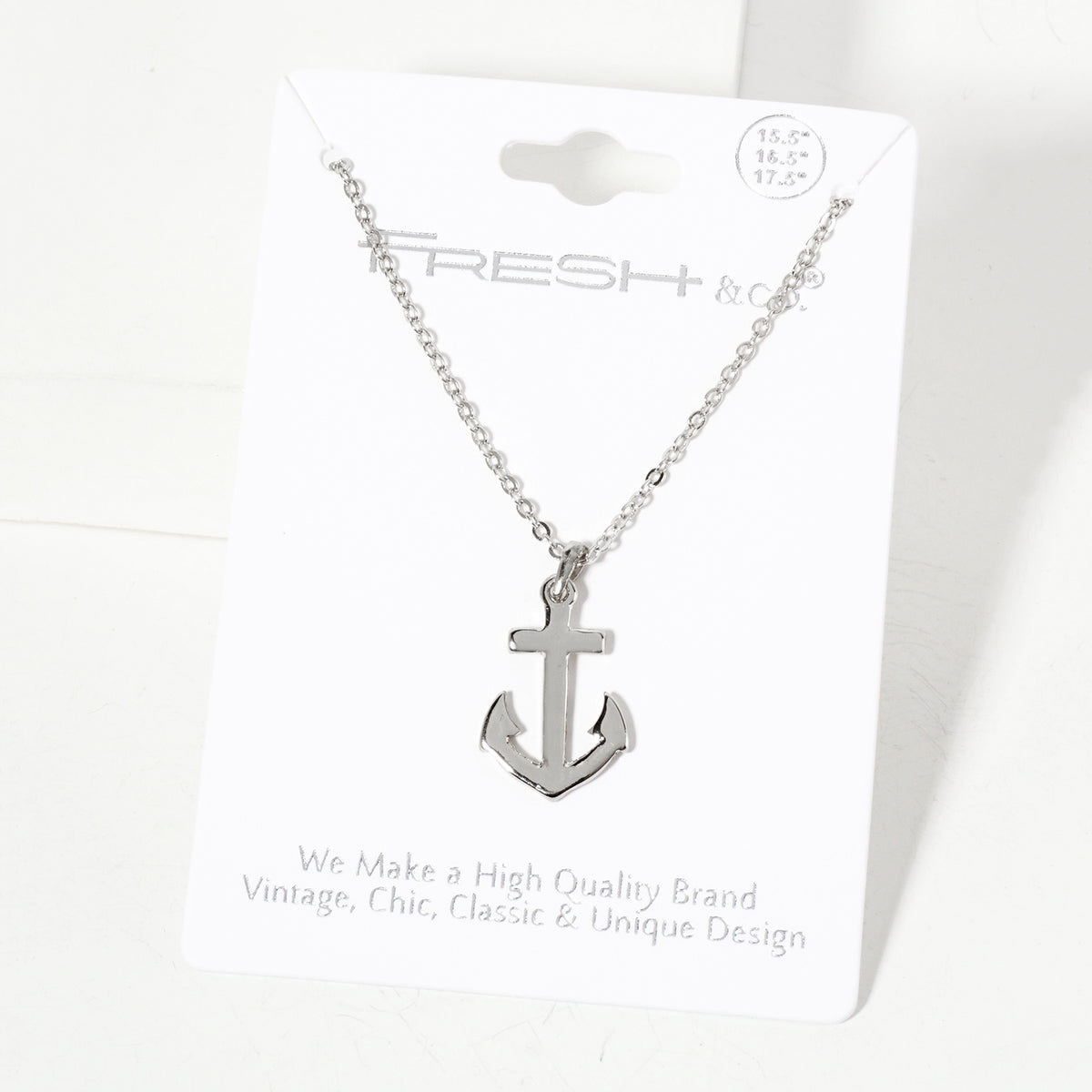 Nautical-Theme Polished Metal 20mm Anchor Pendant Necklace
