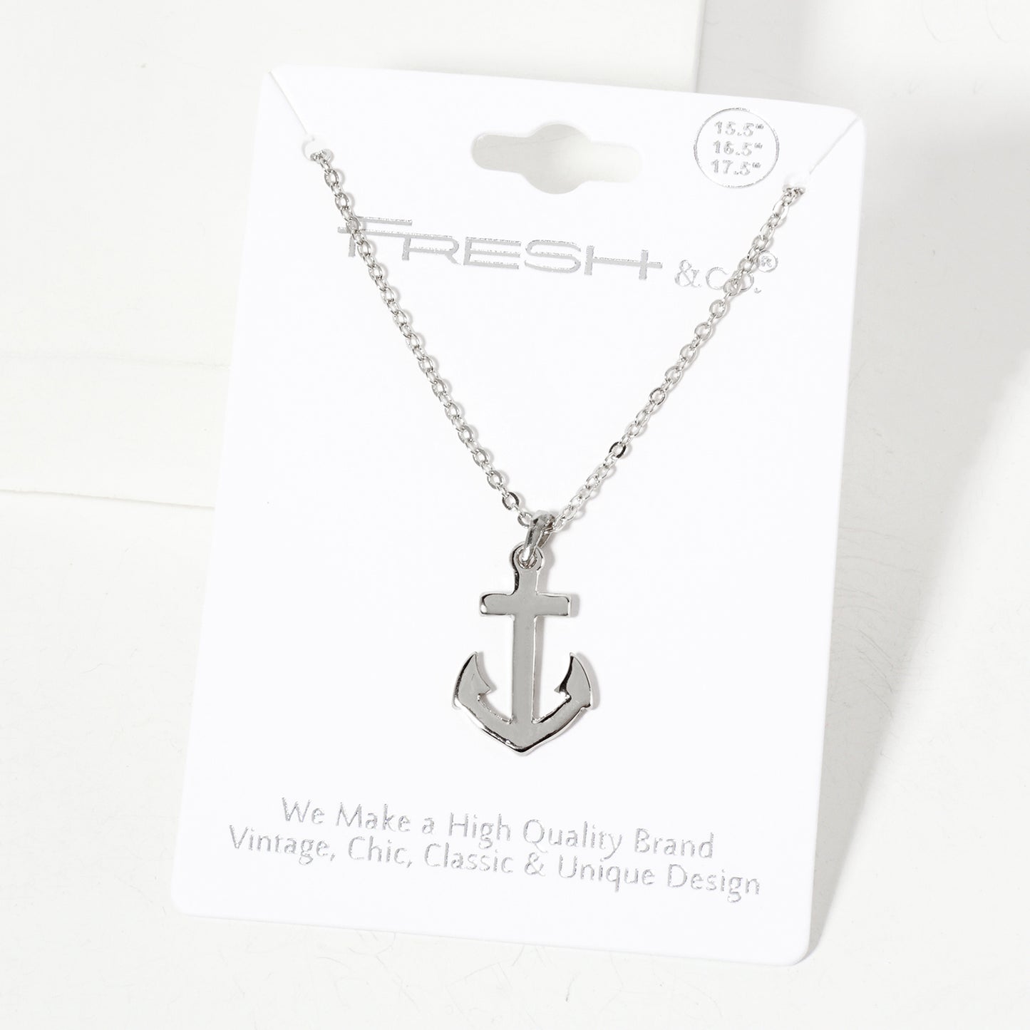 Nautical-Theme Polished Metal 20mm Anchor Pendant Necklace