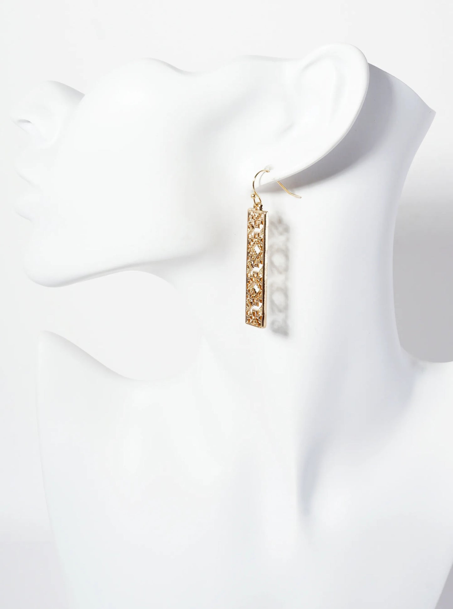 Navajo Pattern Filigree Rectangle Dangle Earrings