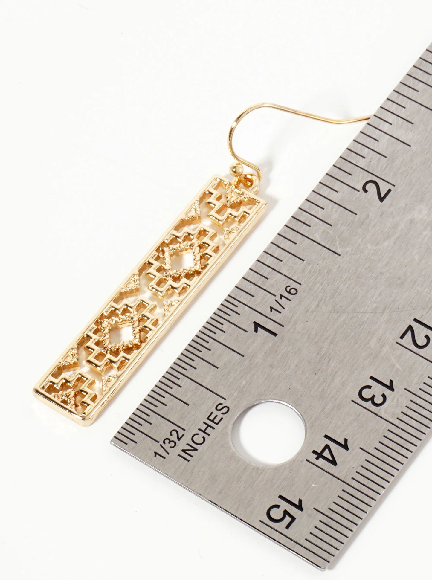 Navajo Pattern Filigree Rectangle Dangle Earrings