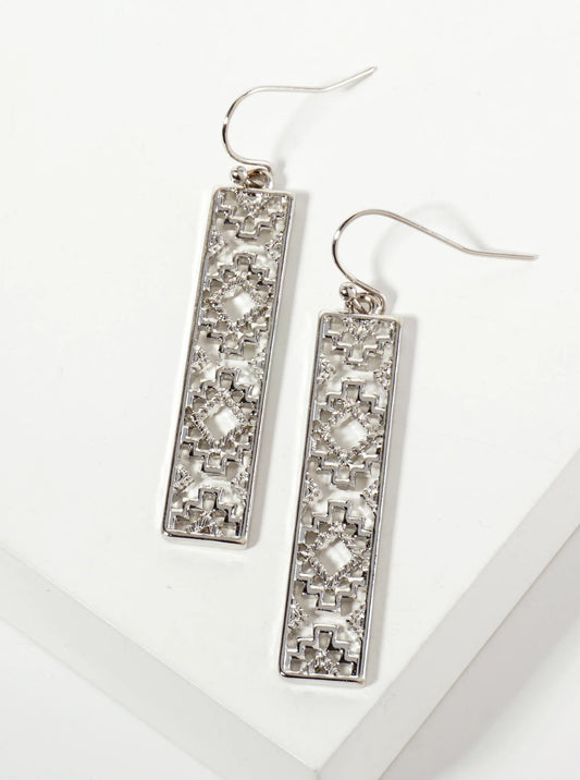 Navajo Pattern Filigree Rectangle Dangle Earrings