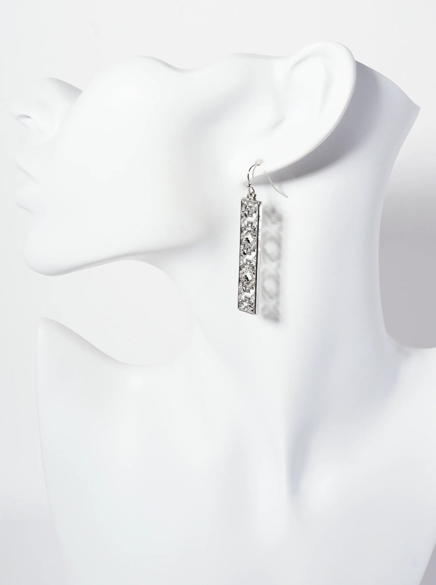 Navajo Pattern Filigree Rectangle Dangle Earrings