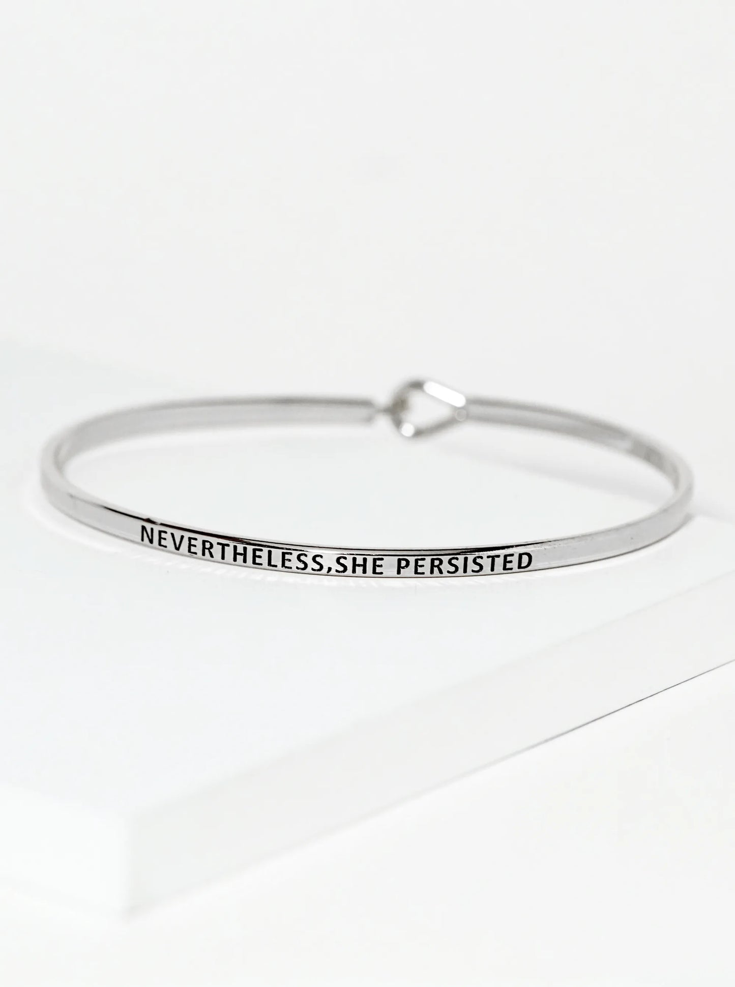 Nevertheless-She-Persisted Engraved Inspirational Bangle Bracelet