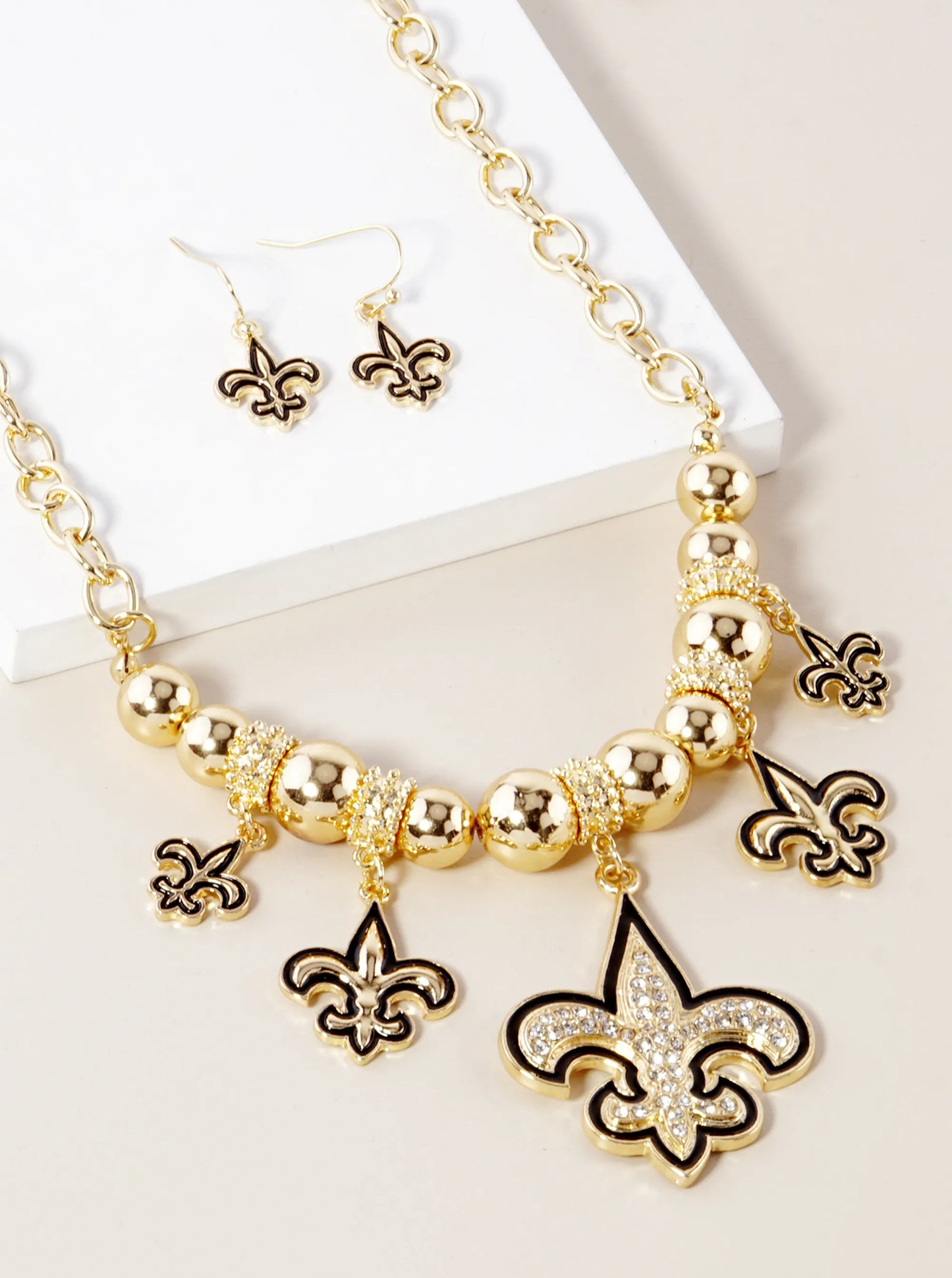 New Orleans Saints Fleur De Lis Rhinestone Necklace
