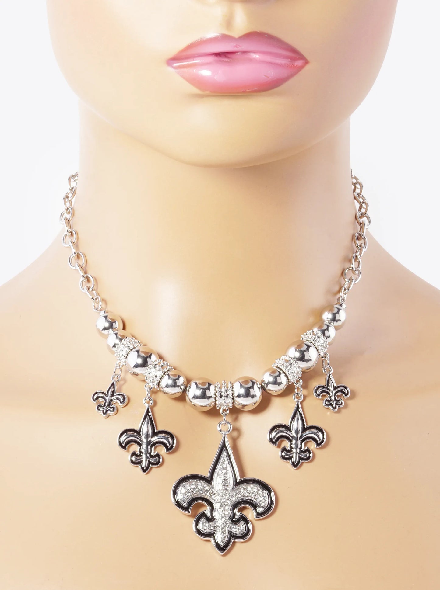 New Orleans Saints Fleur De Lis Rhinestone Necklace