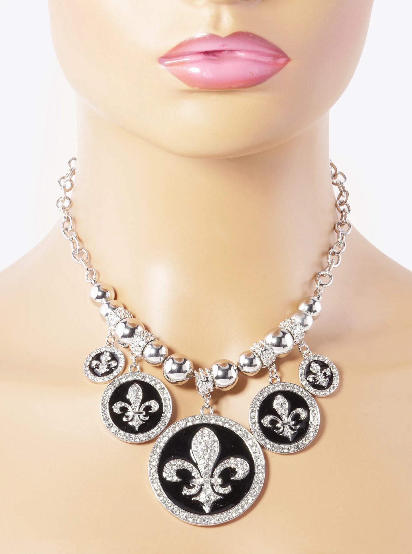 New Orleans Saints Fleur De Lis Rhinestone Necklace